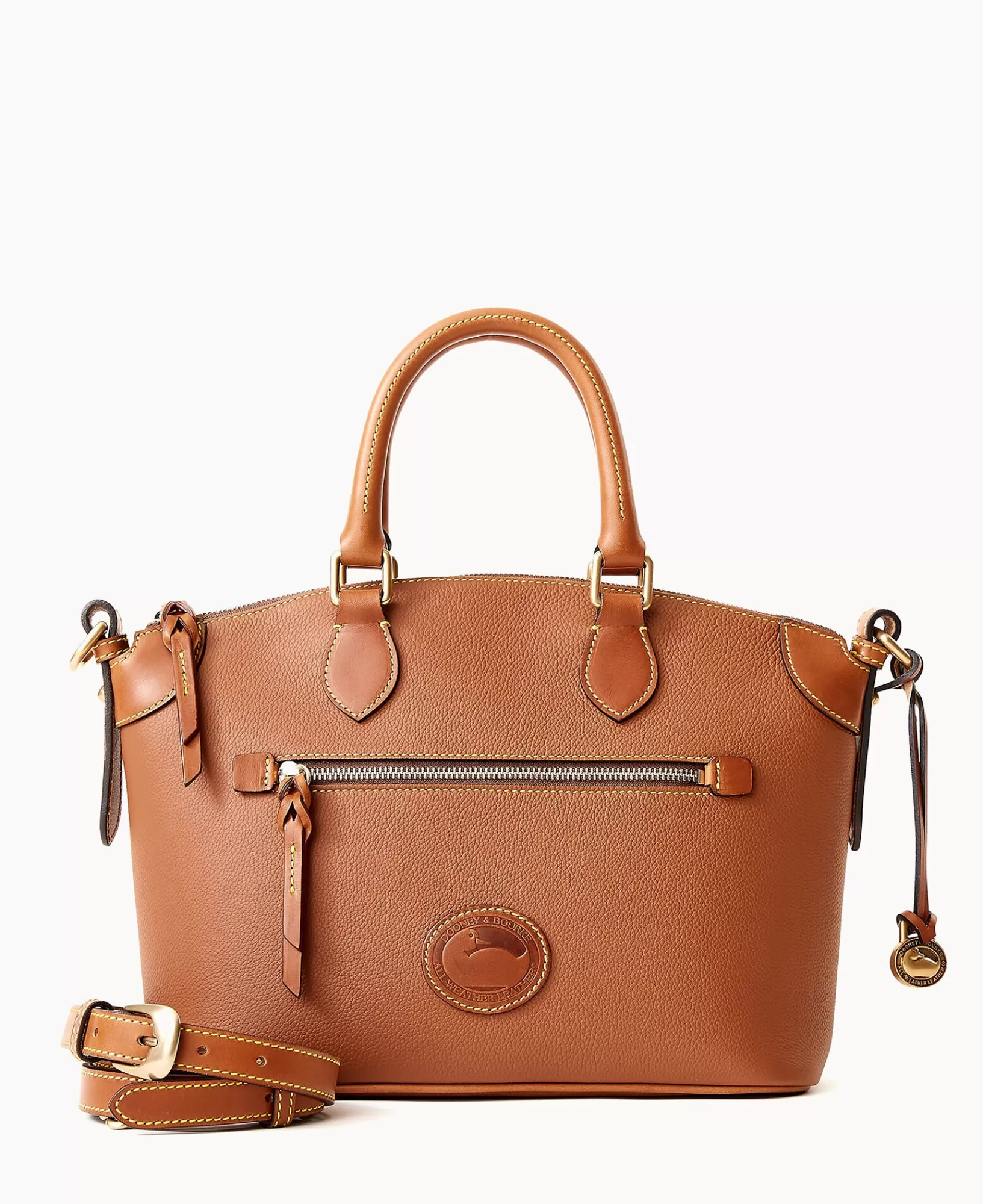 Shoulder Bags | Satchels>Dooney & Bourke All Weather Leather 3.0 Domed Satchel 30 Caramel