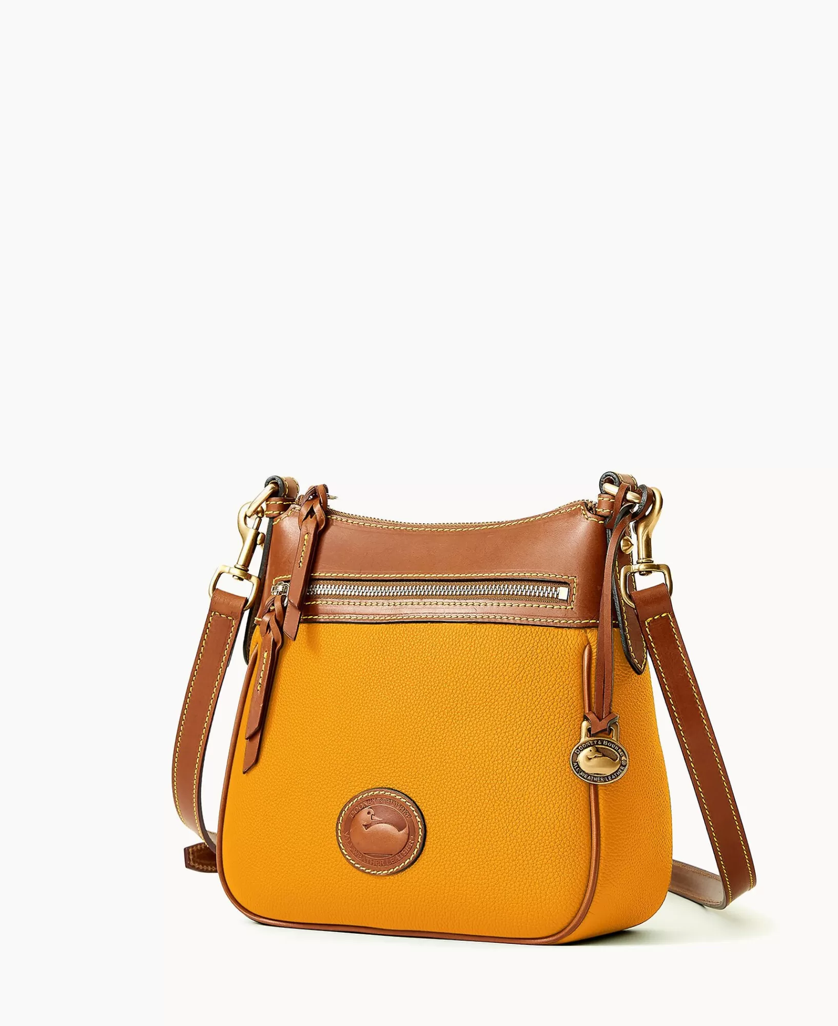 Shoulder Bags | Crossbodies>Dooney & Bourke All Weather Leather 3.0 Zip Top Crossbody 23 Chamois