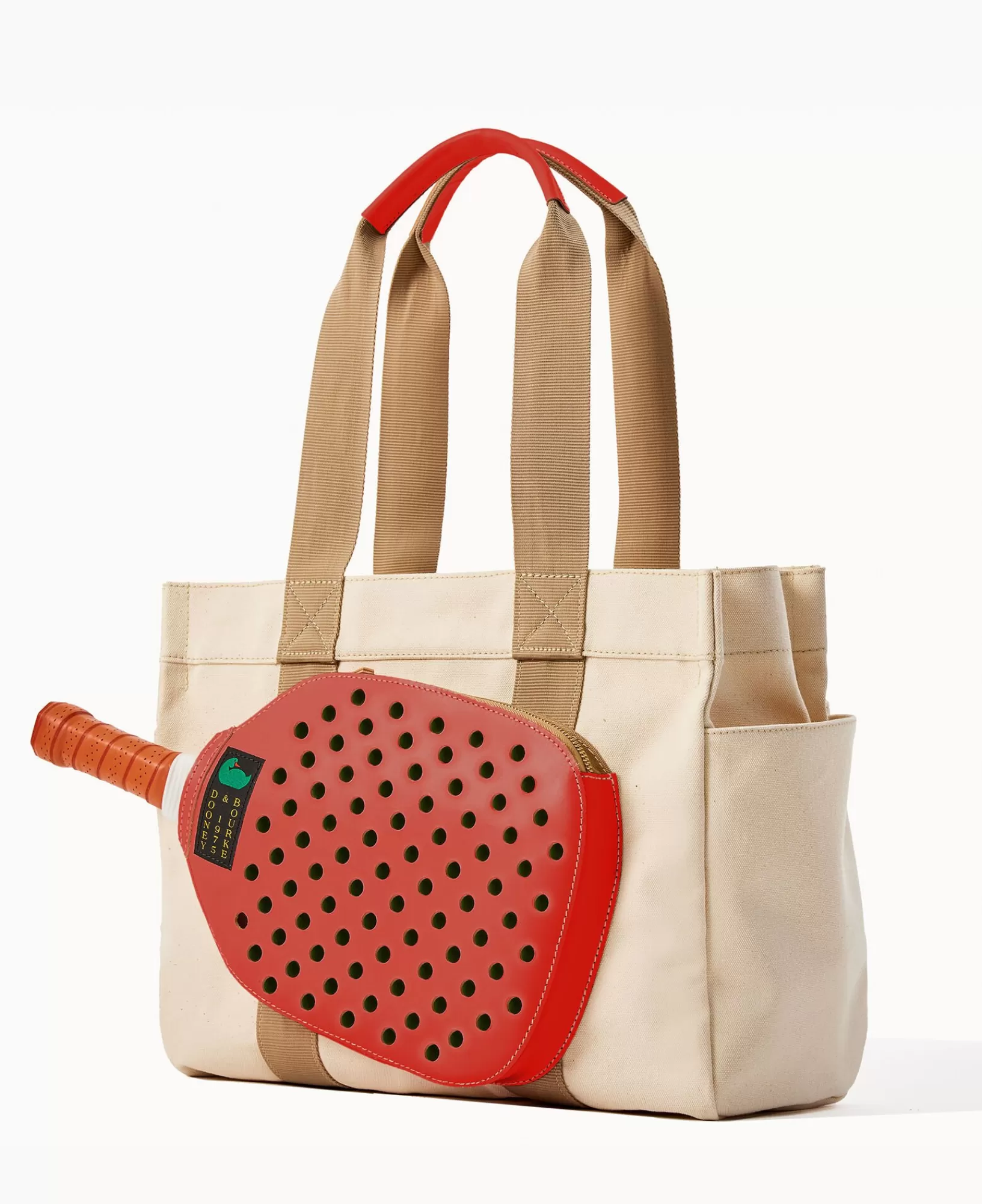 Shoulder Bags | Totes>Dooney & Bourke Canvas Pickleball Tote 40 NaturalRed