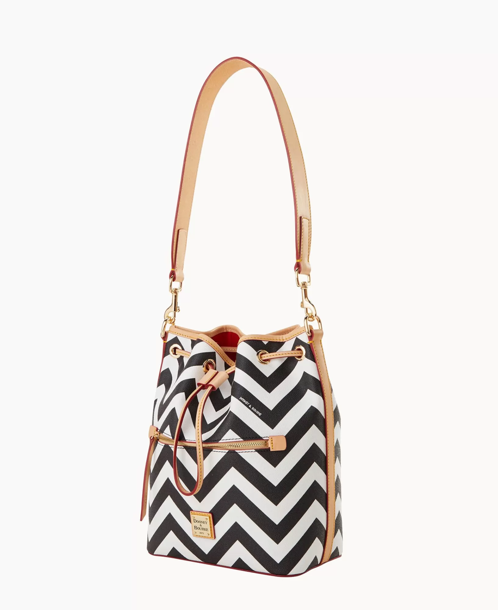 Shoulder Bags>Dooney & Bourke Chevron Drawstring Black