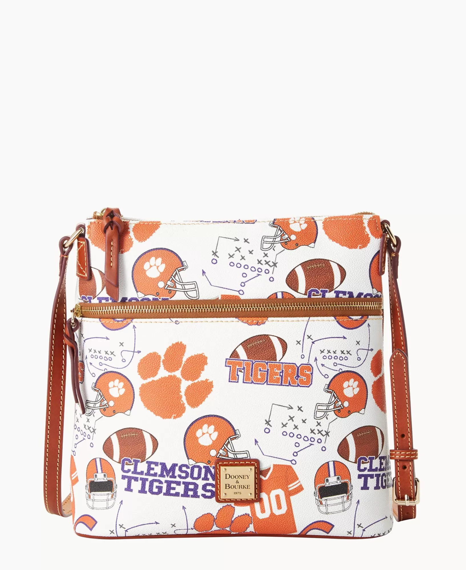 Shoulder Bags | Crossbodies>Dooney & Bourke Collegiate Clemson University Crossbody WhiteMulti