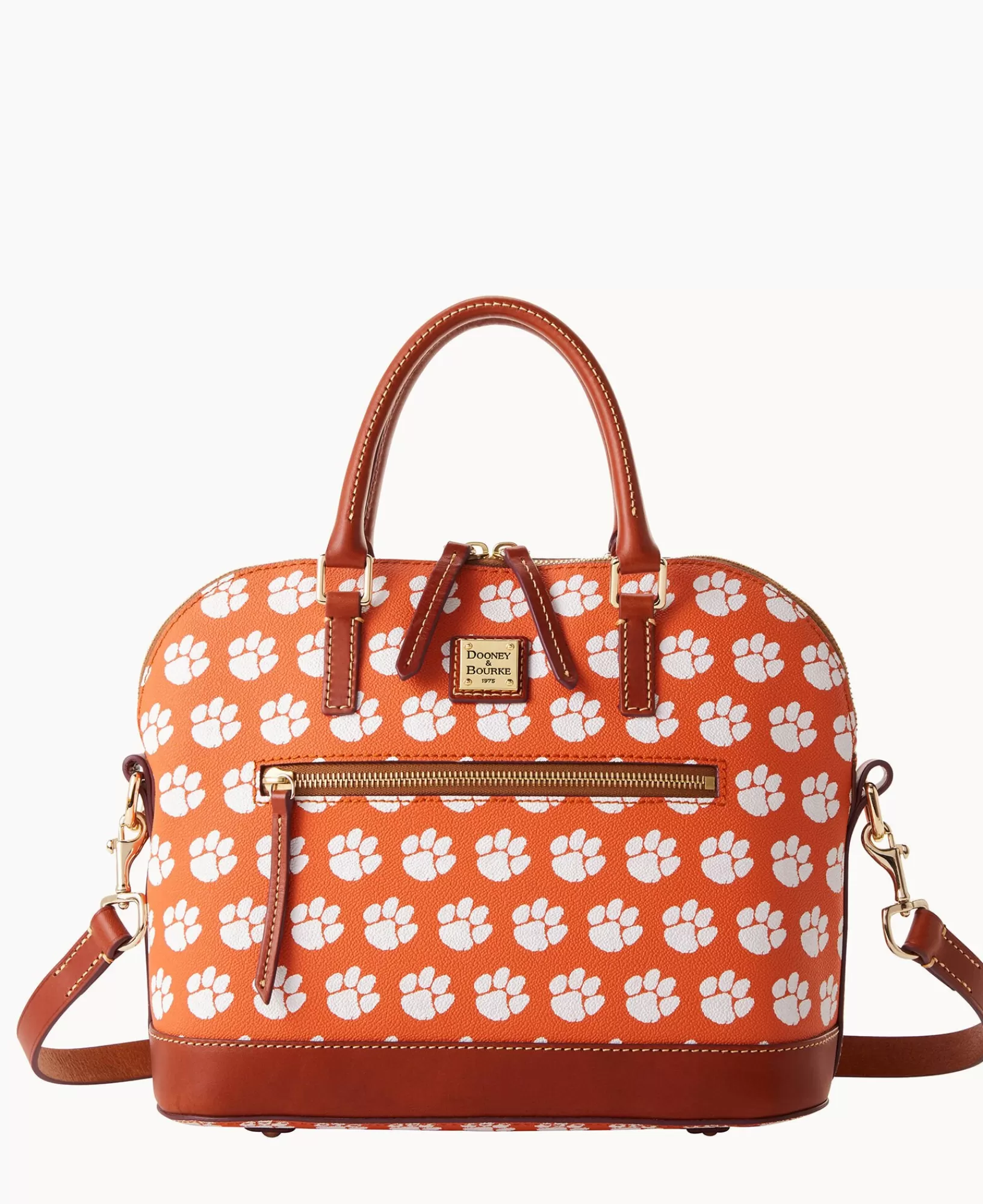 Shoulder Bags | Satchels>Dooney & Bourke Collegiate Clemson University Domed Zip Satchel Orange