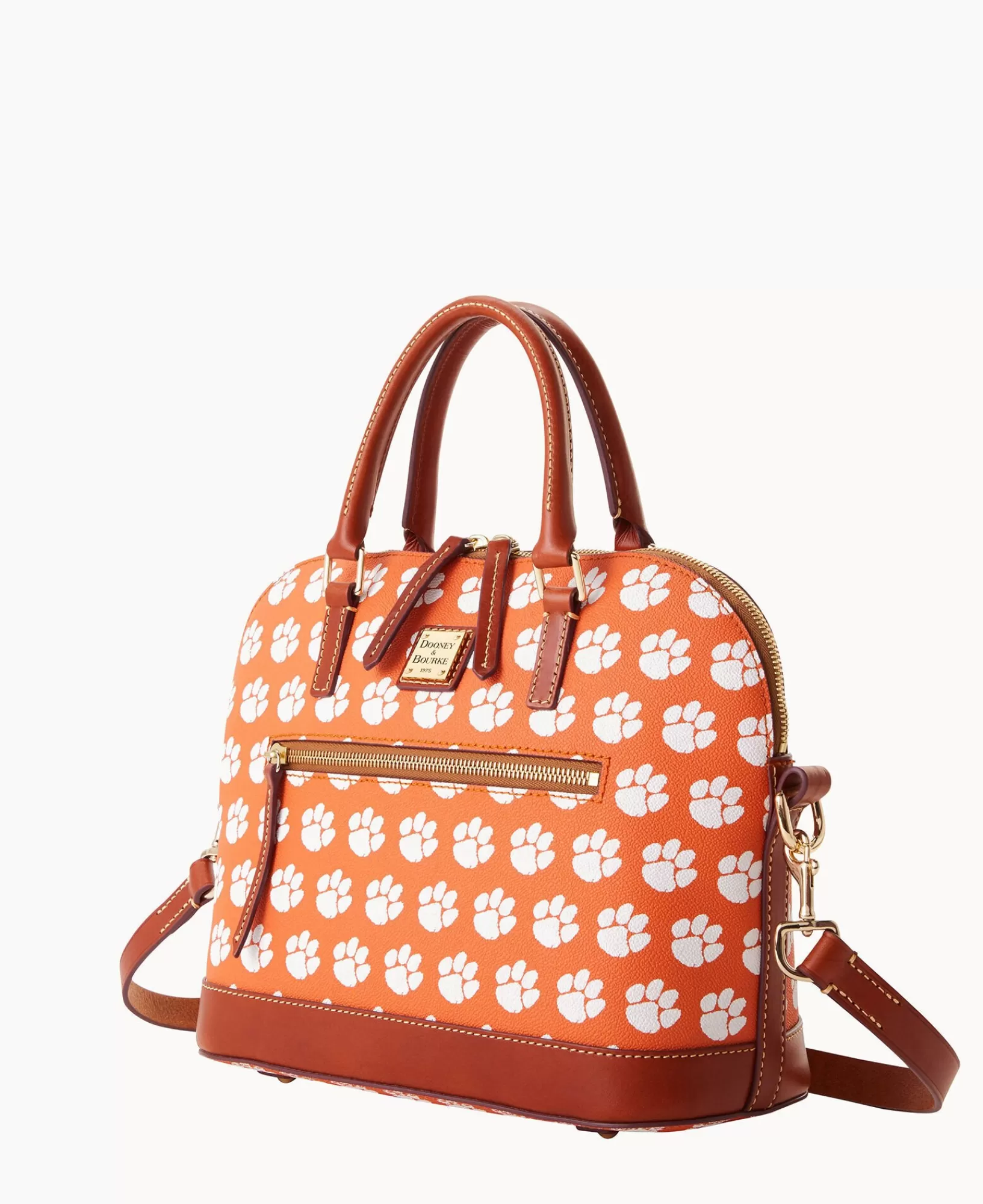 Shoulder Bags | Satchels>Dooney & Bourke Collegiate Clemson University Domed Zip Satchel Orange