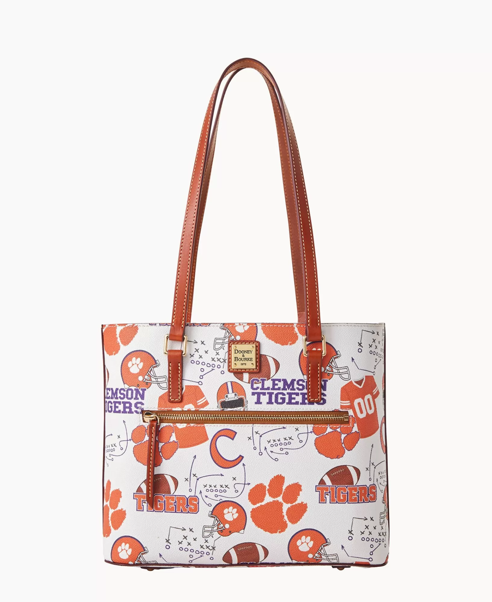 Shoulder Bags | Totes>Dooney & Bourke Collegiate Clemson University Shopper WhiteMulti