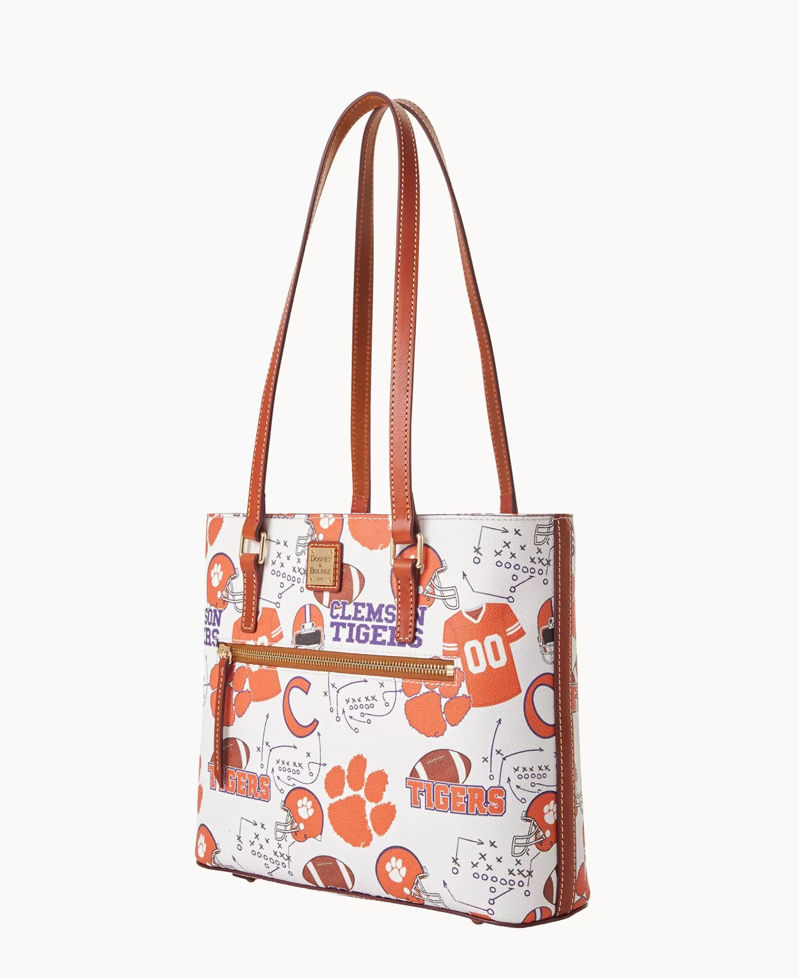 Shoulder Bags | Totes>Dooney & Bourke Collegiate Clemson University Shopper WhiteMulti