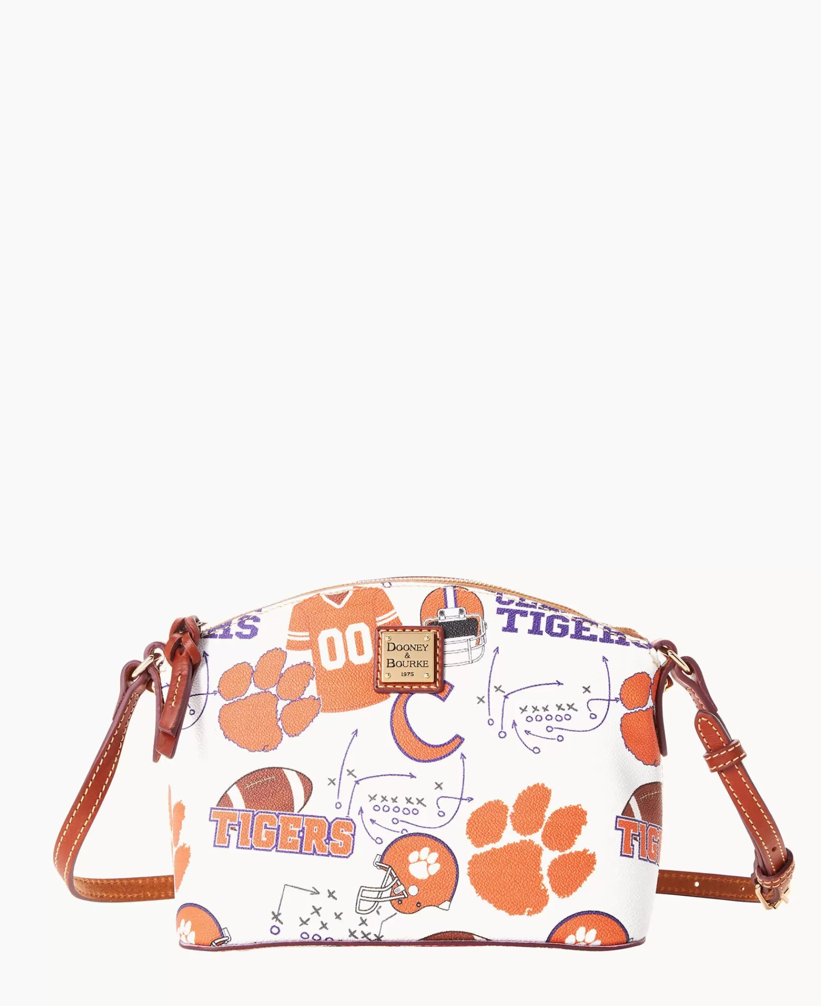 Shoulder Bags | Crossbodies>Dooney & Bourke Collegiate Clemson University Suki Crossbody WhiteMulti