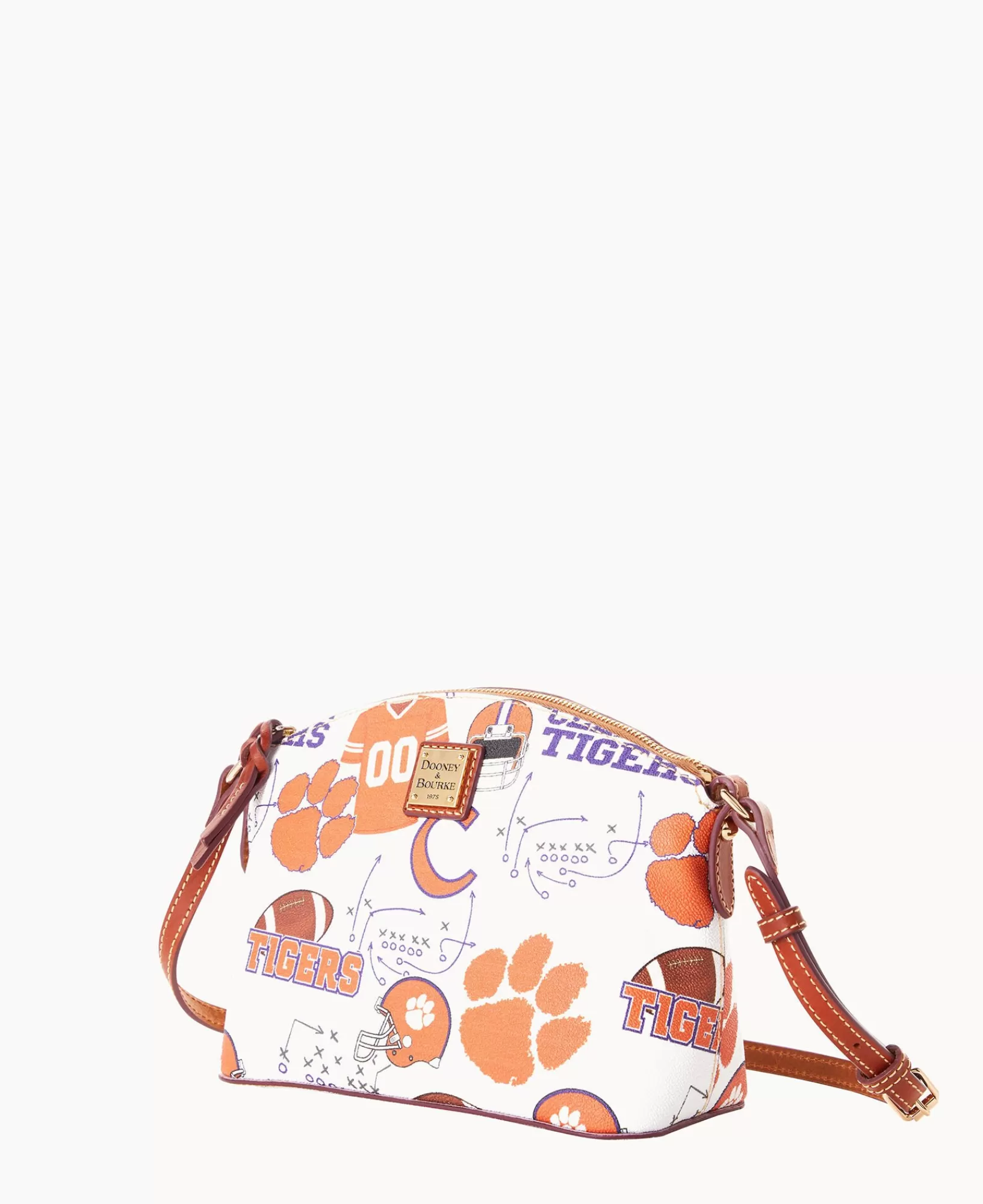 Shoulder Bags | Crossbodies>Dooney & Bourke Collegiate Clemson University Suki Crossbody WhiteMulti