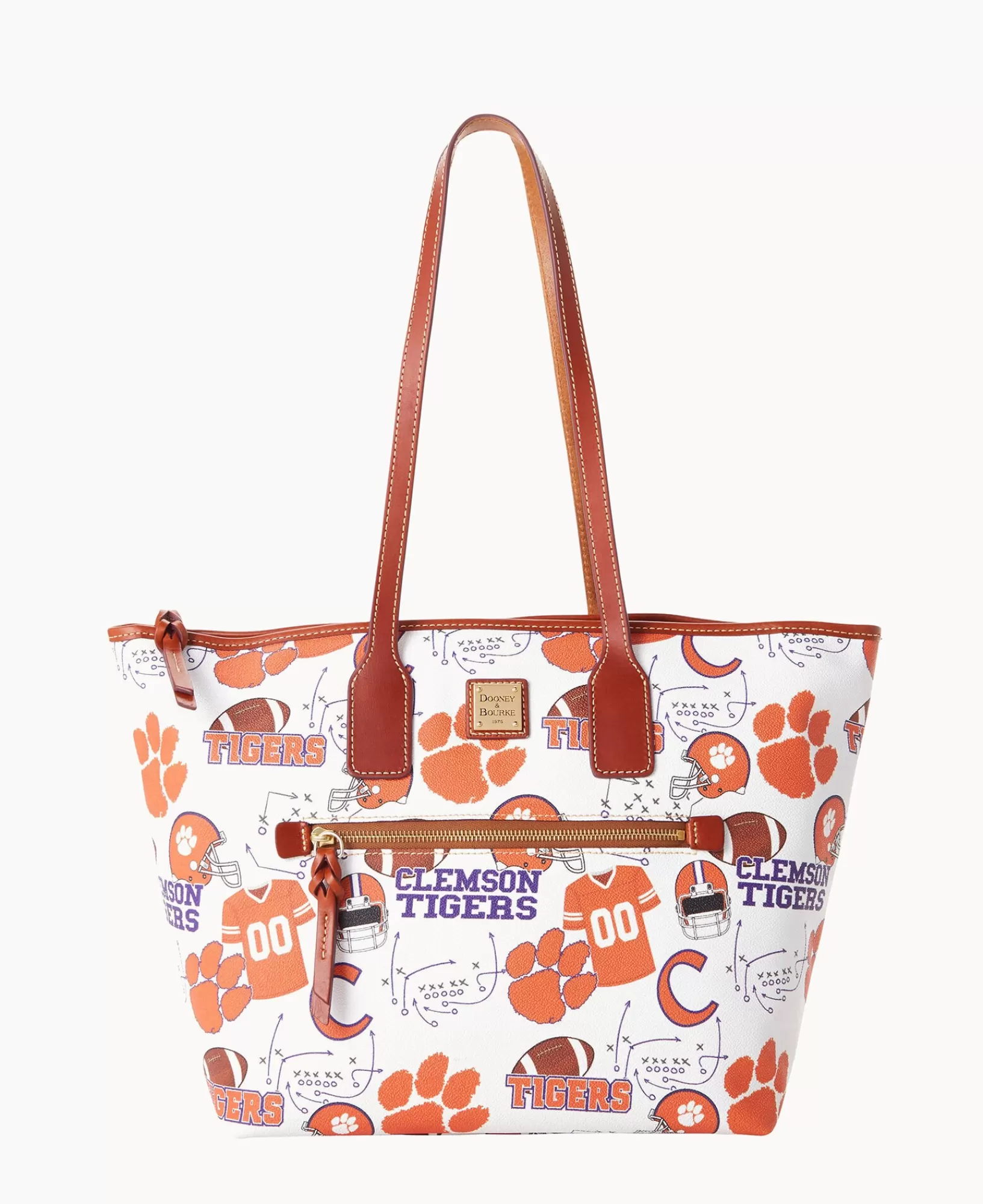 Shoulder Bags | Totes>Dooney & Bourke Collegiate Clemson University Tote WhiteMulti