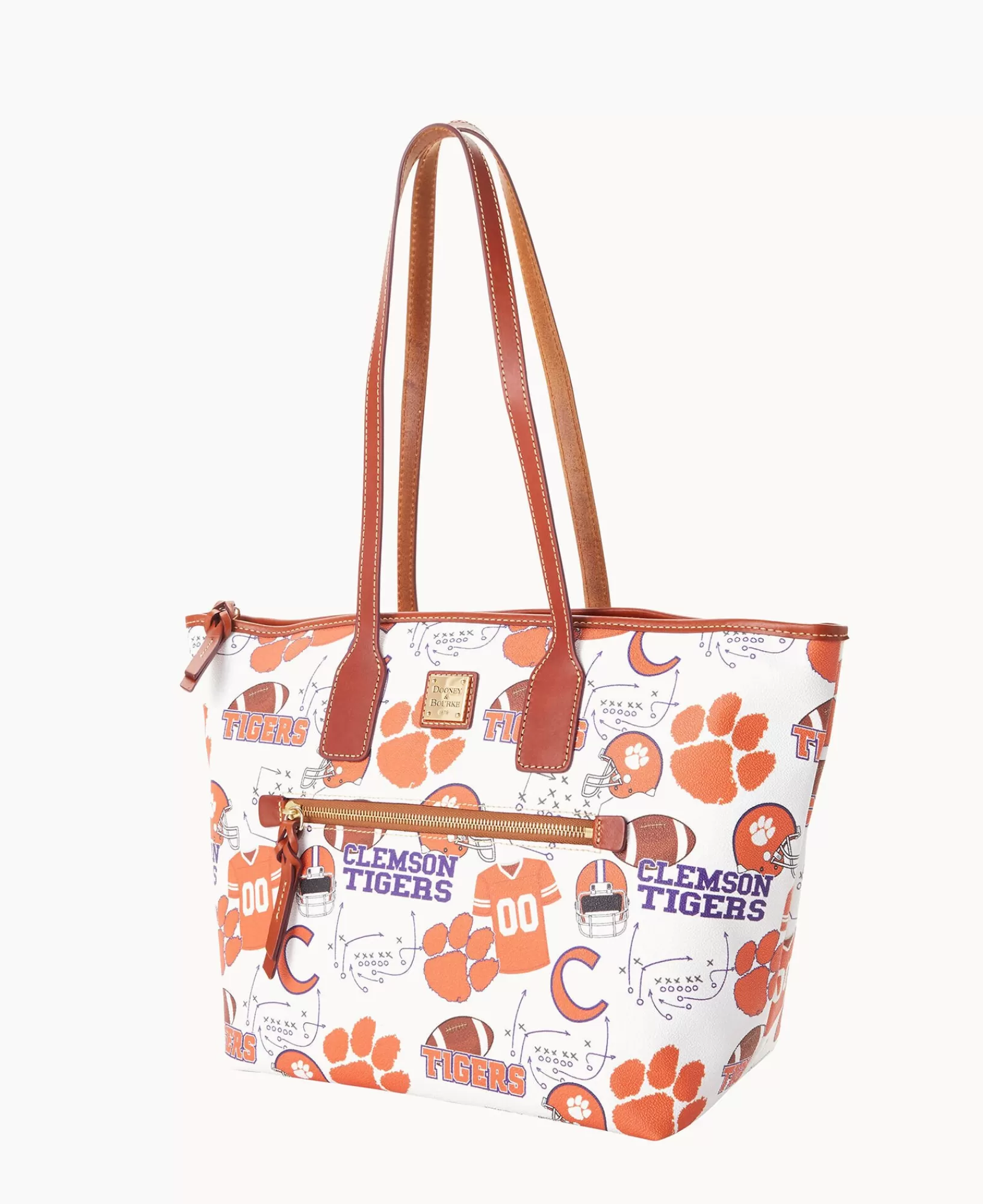 Shoulder Bags | Totes>Dooney & Bourke Collegiate Clemson University Tote WhiteMulti