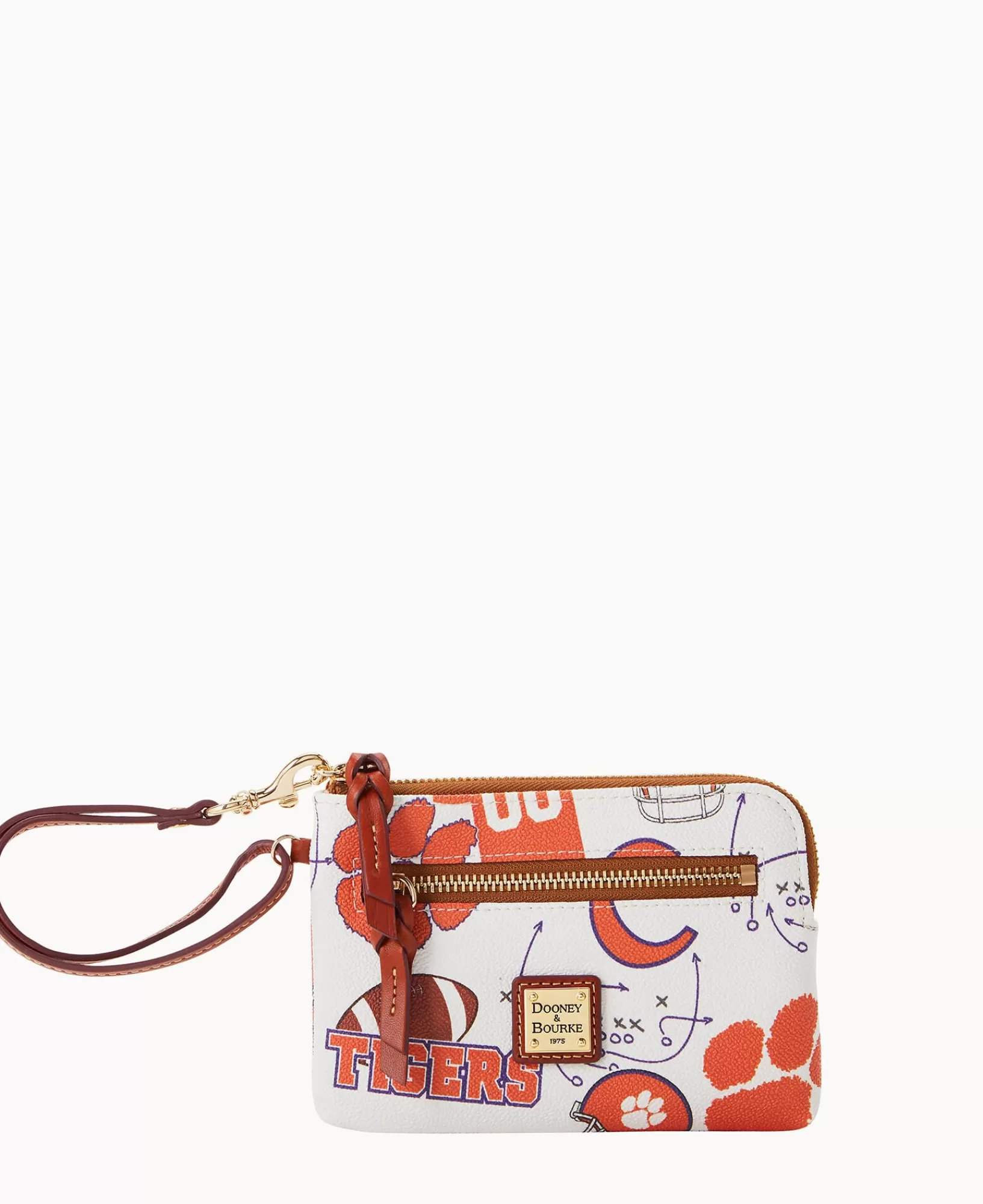 Wristlets | Wallets>Dooney & Bourke Collegiate Clemson University Zip Around Wristlet WhiteMulti