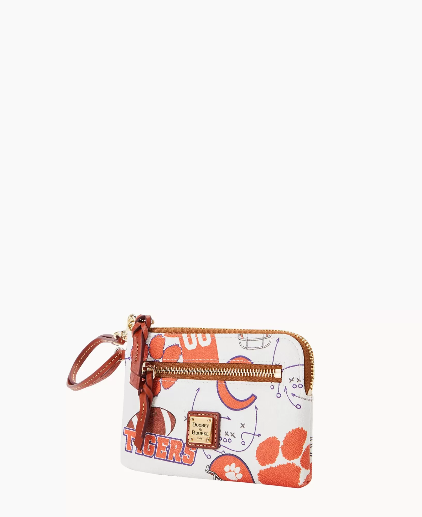 Wristlets | Wallets>Dooney & Bourke Collegiate Clemson University Zip Around Wristlet WhiteMulti