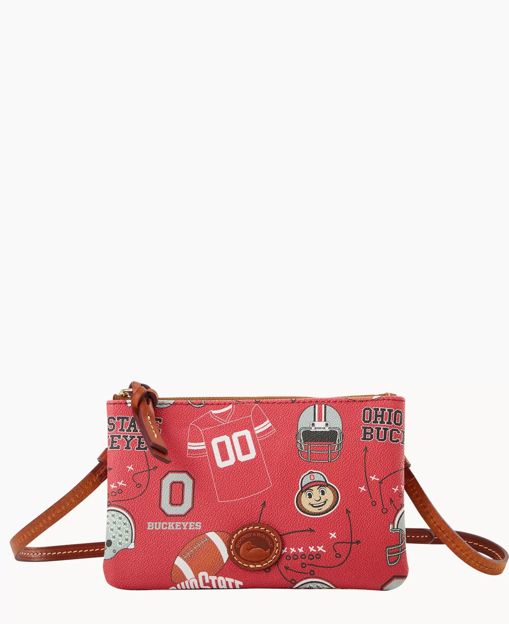 Crossbodies>Dooney & Bourke Collegiate Ohio State Top Zip Crossbody Red