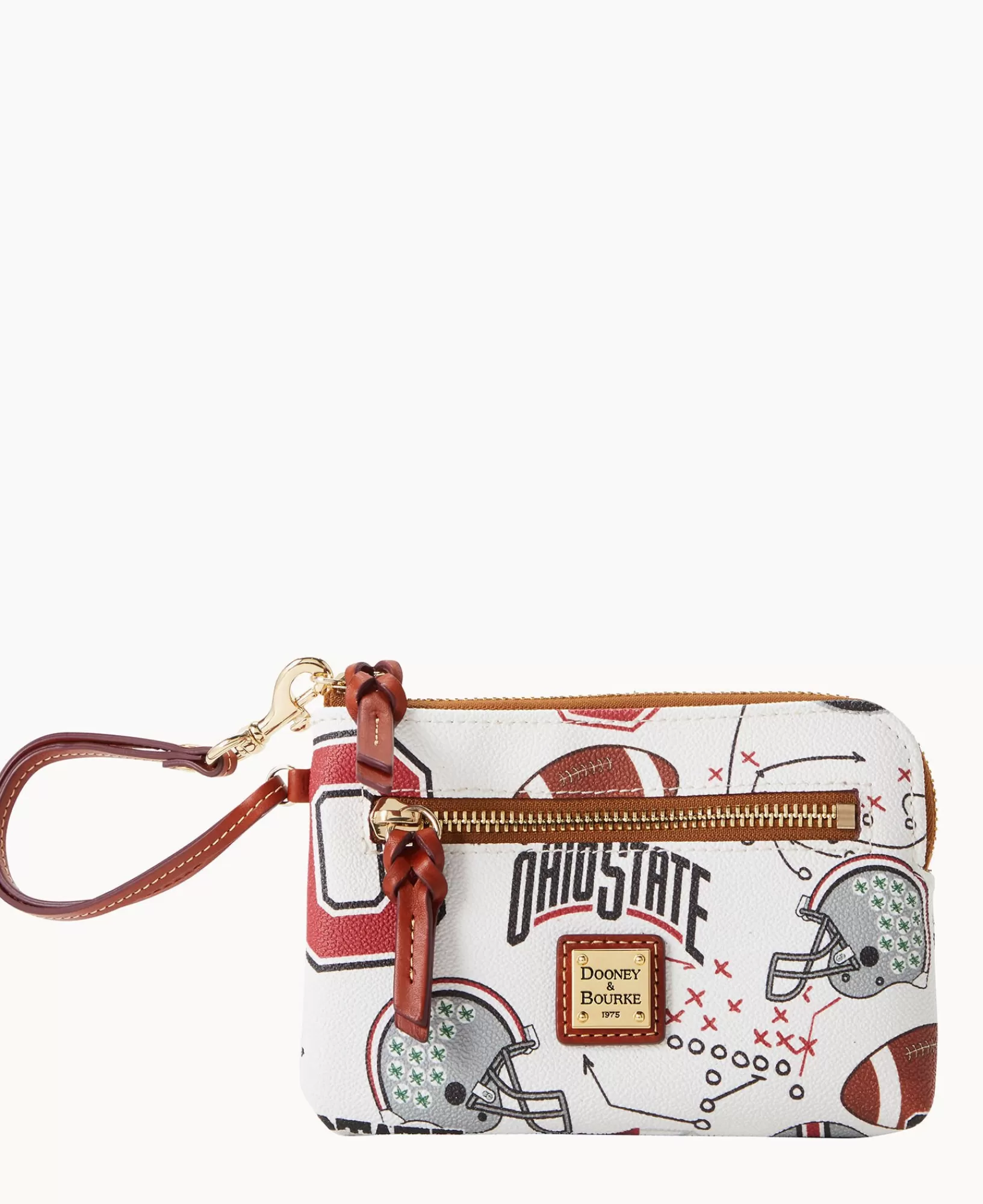 Wristlets>Dooney & Bourke Collegiate Ohio State University Zip Around Wristlet WhiteMulti