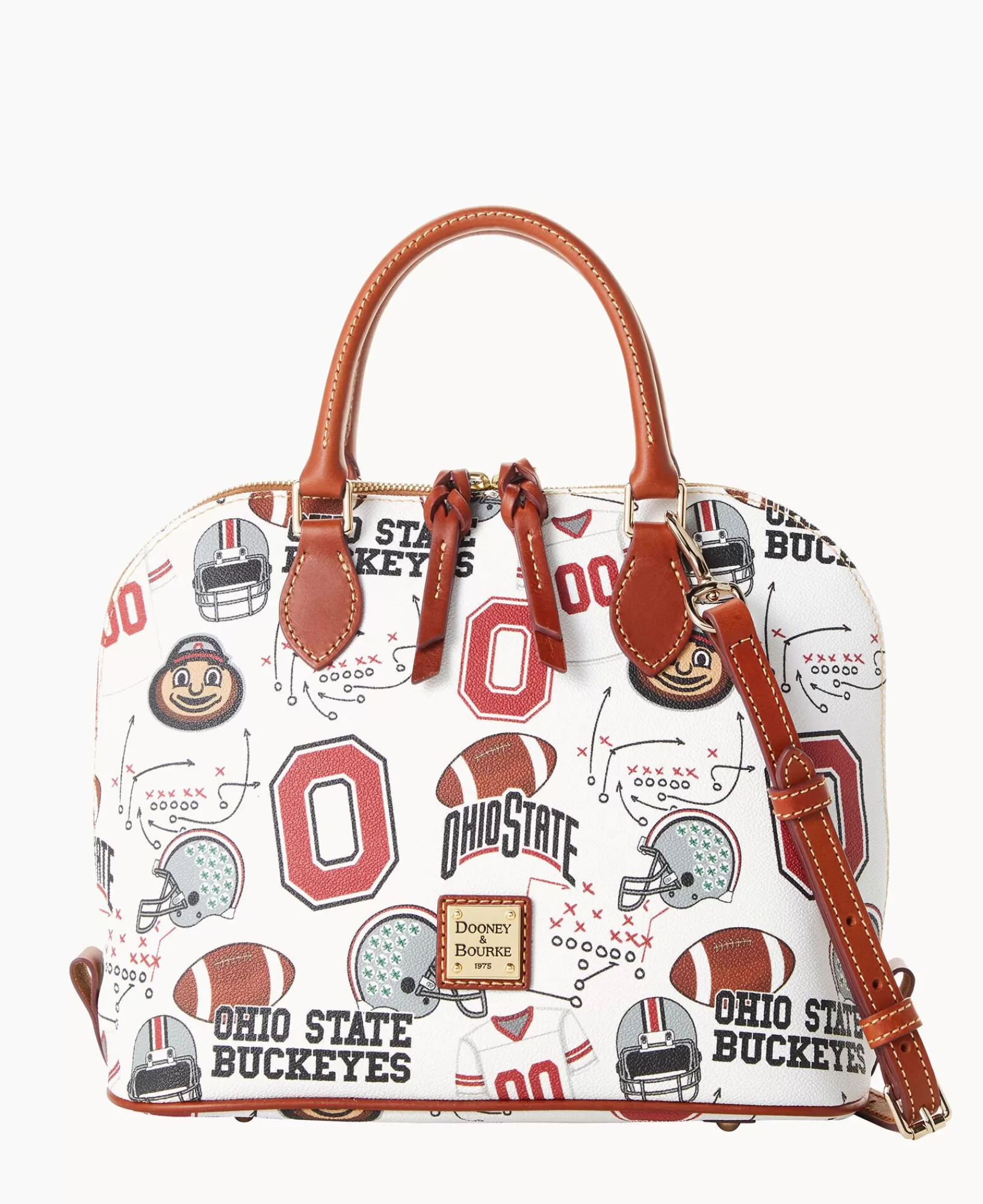 Shoulder Bags | Crossbodies>Dooney & Bourke Collegiate Ohio State University Zip Zip Satchel WhiteMulti