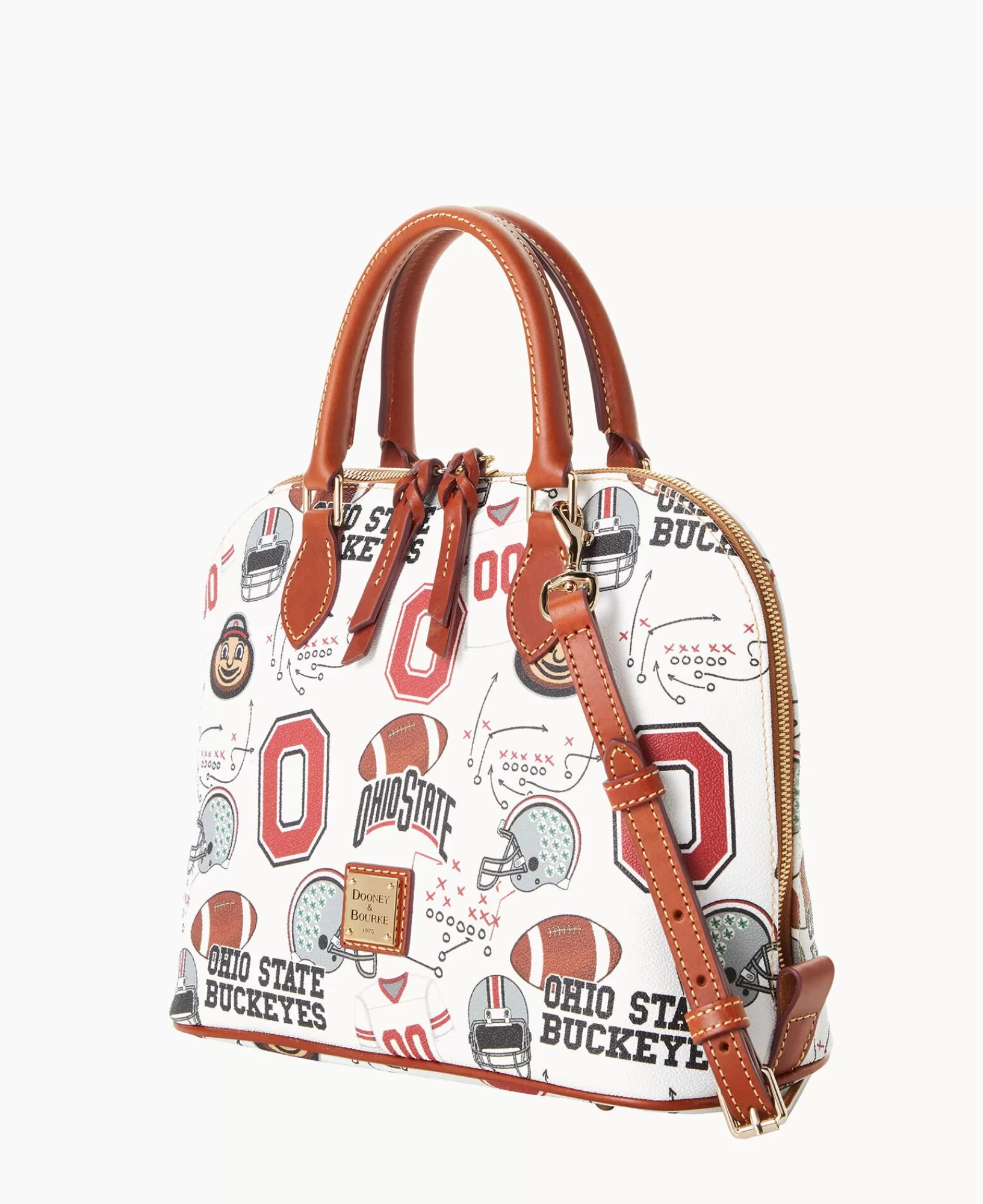 Shoulder Bags | Crossbodies>Dooney & Bourke Collegiate Ohio State University Zip Zip Satchel WhiteMulti