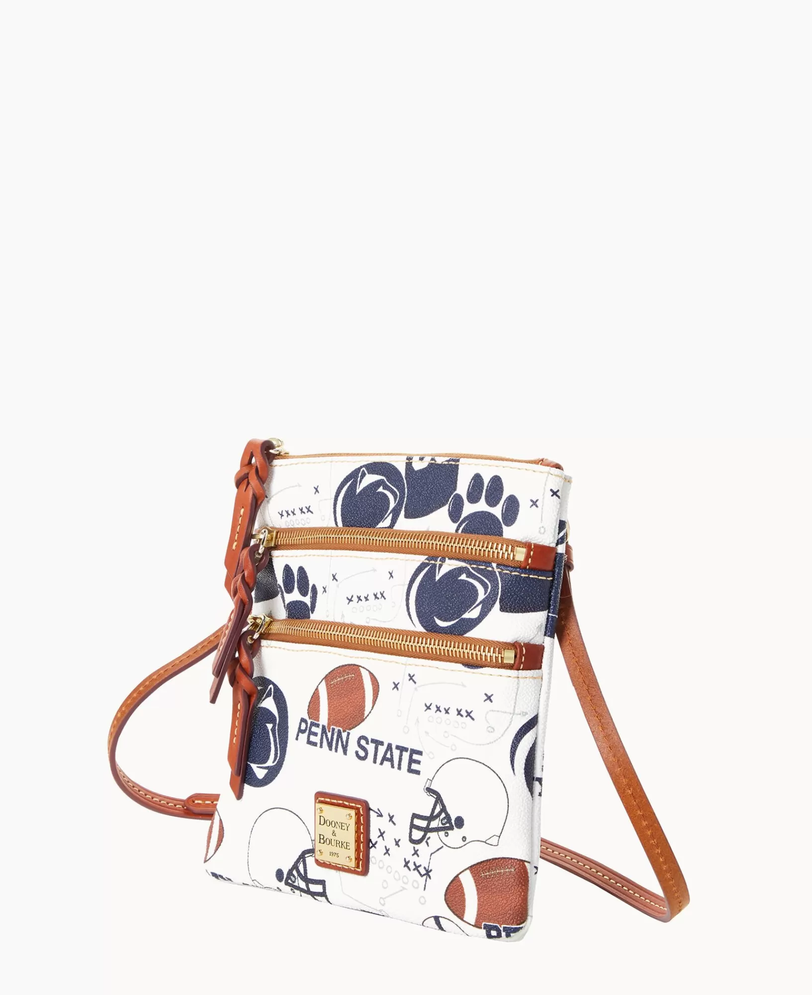 Shoulder Bags | Crossbodies>Dooney & Bourke Collegiate Penn State University North South Triple Zip Crossbody WhiteMulti
