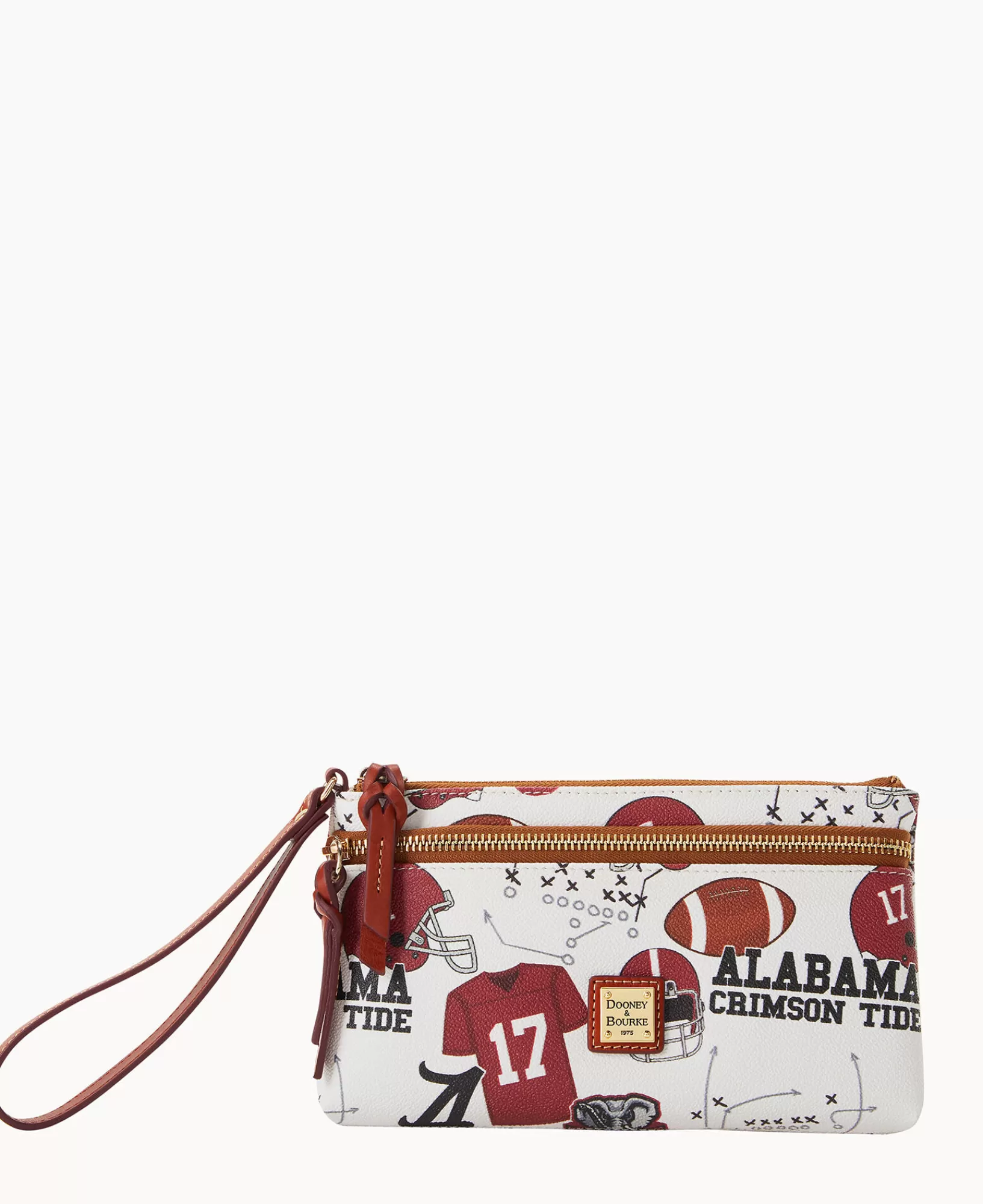 Wristlets | Wallets>Dooney & Bourke Collegiate University of Alabama Double Zip Wristlet WhiteMulti