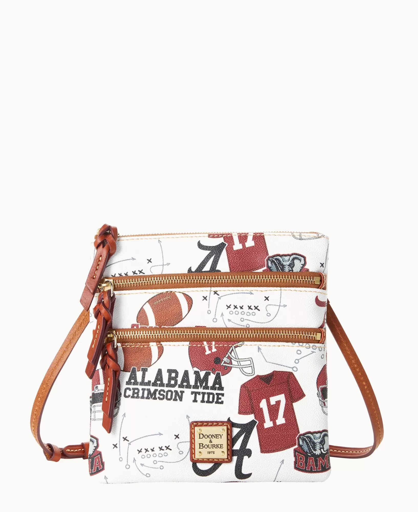 Shoulder Bags | Crossbodies>Dooney & Bourke Collegiate University of Alabama North South Triple Zip Crossbody WhiteMulti