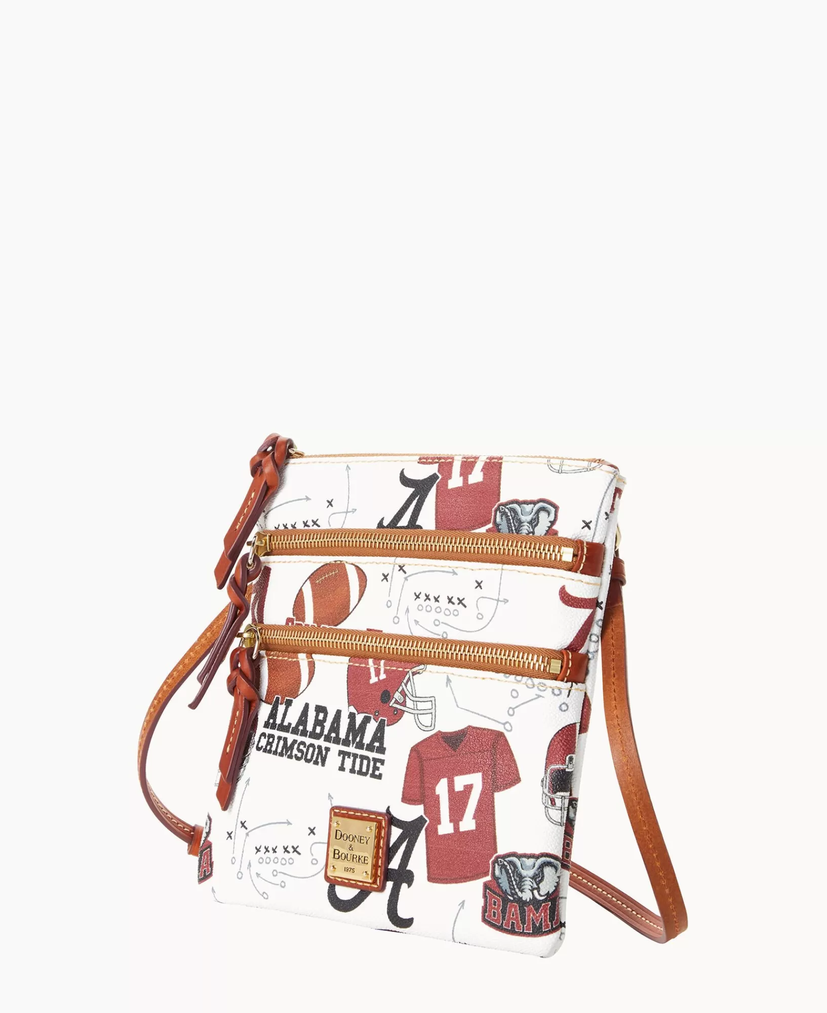 Shoulder Bags | Crossbodies>Dooney & Bourke Collegiate University of Alabama North South Triple Zip Crossbody WhiteMulti