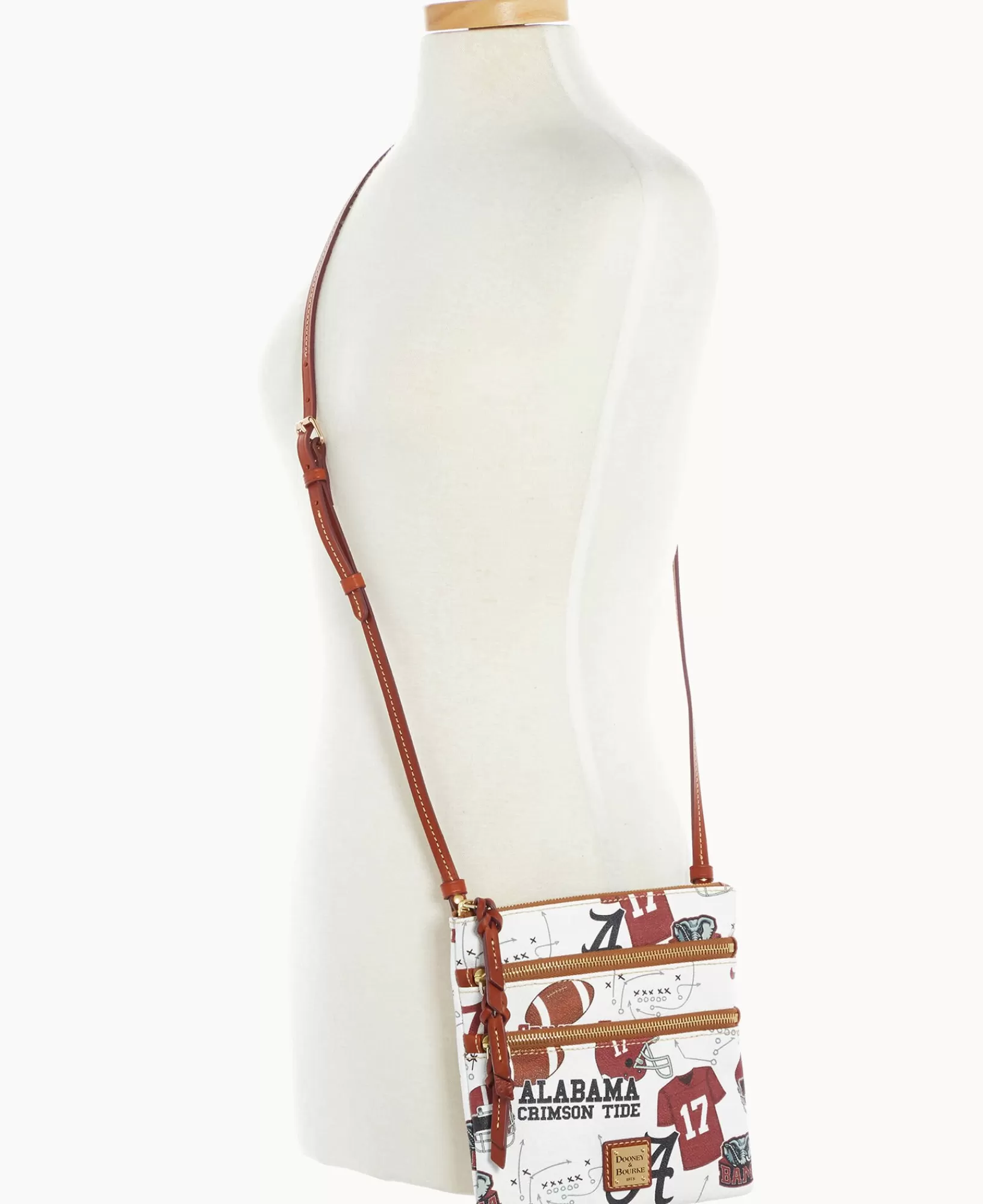 Shoulder Bags | Crossbodies>Dooney & Bourke Collegiate University of Alabama North South Triple Zip Crossbody WhiteMulti