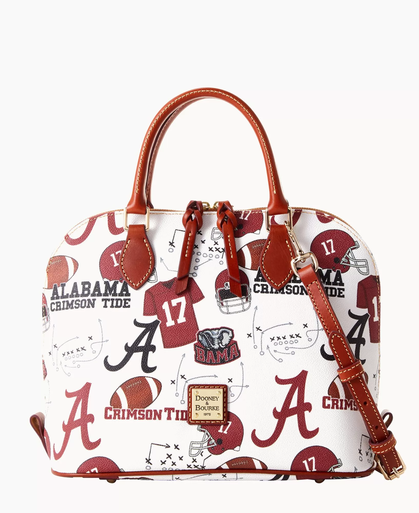 Shoulder Bags | Crossbodies>Dooney & Bourke Collegiate University of Alabama Zip Zip Satchel WhiteMulti