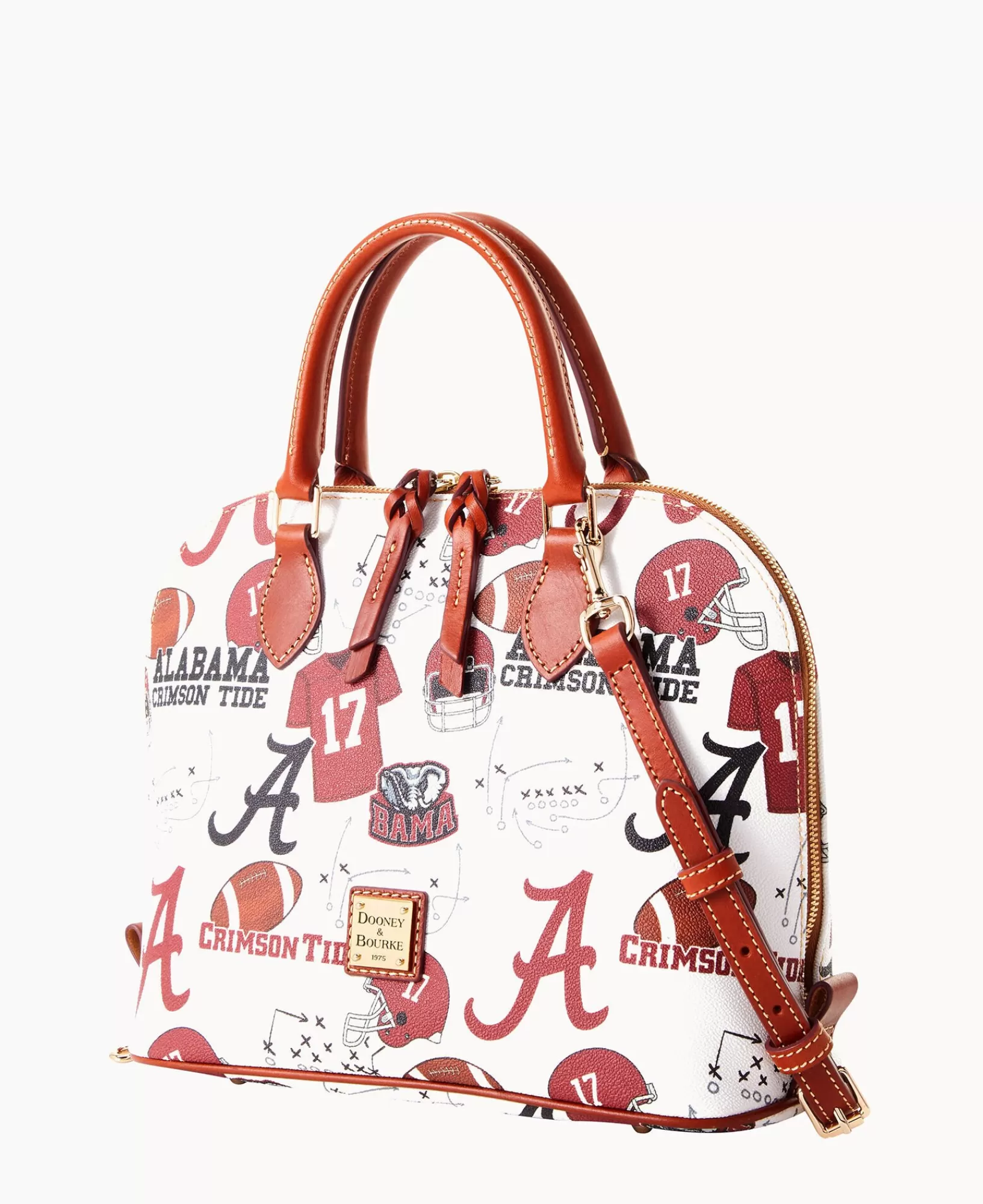 Shoulder Bags | Crossbodies>Dooney & Bourke Collegiate University of Alabama Zip Zip Satchel WhiteMulti