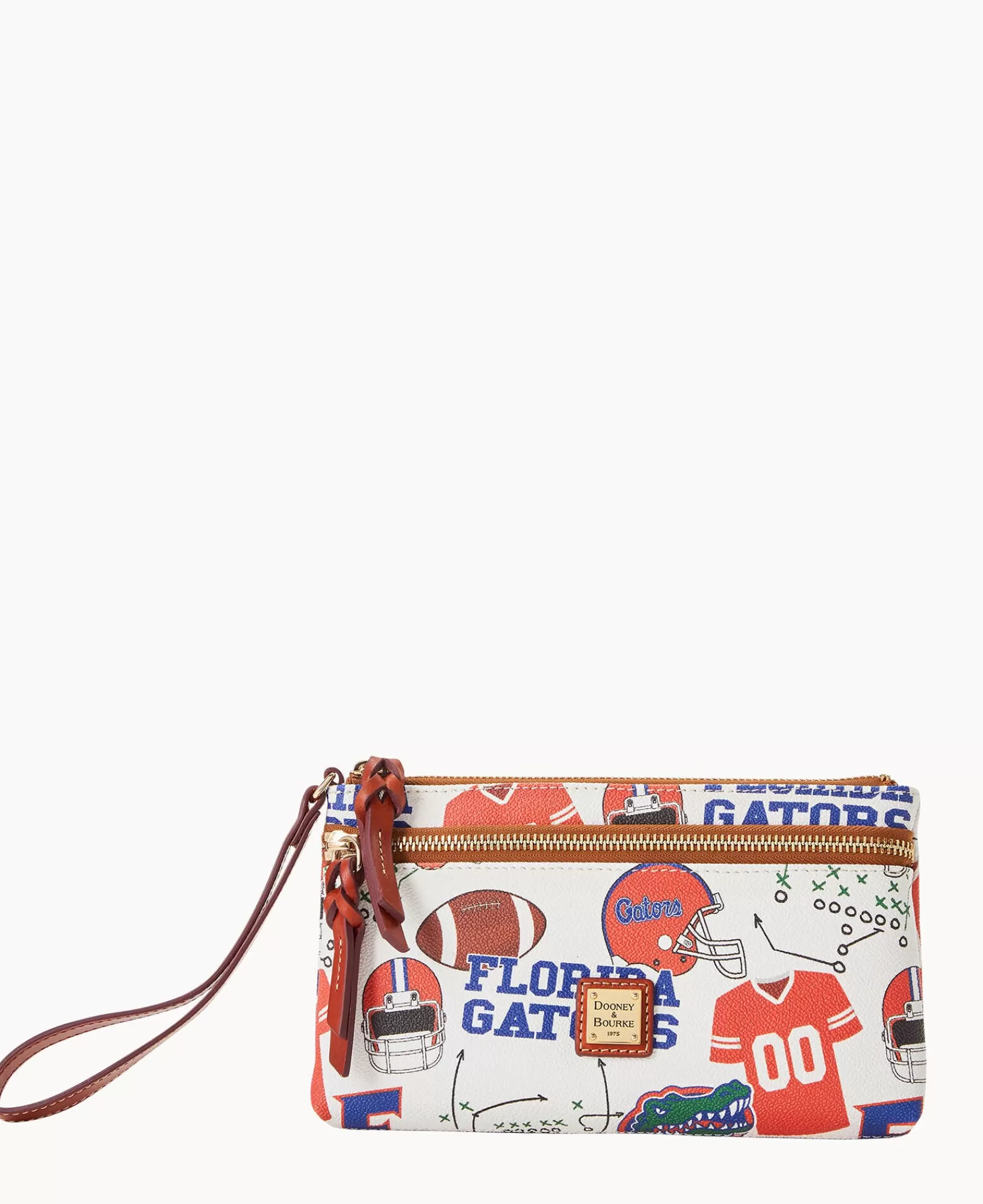 Wristlets | Wallets>Dooney & Bourke Collegiate University of Florida Double Zip Wristlet WhiteMulti