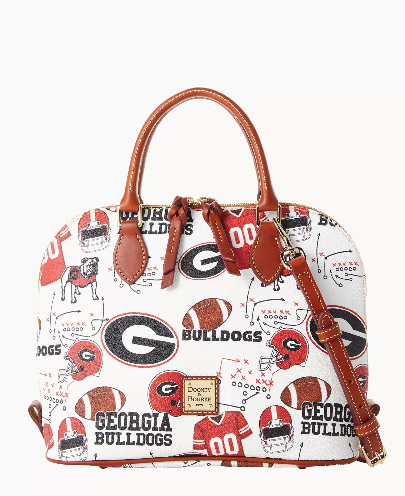 Shoulder Bags | Crossbodies>Dooney & Bourke Collegiate University of Georgia Zip Zip Satchel WhiteMulti