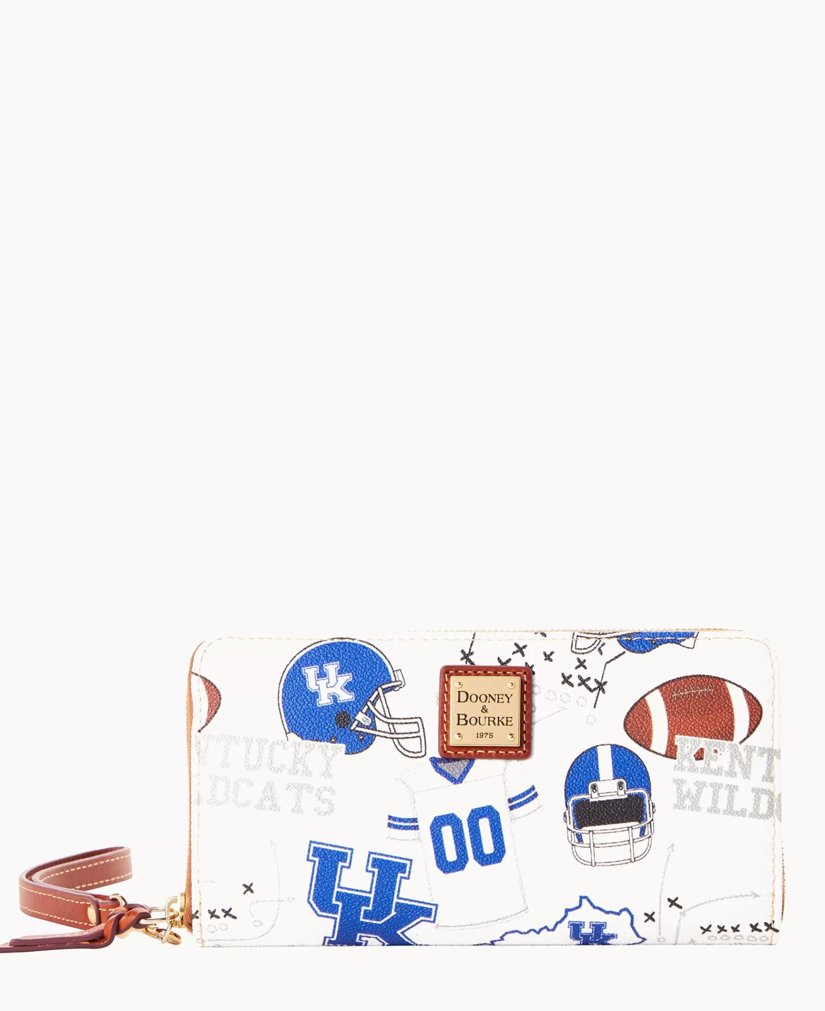 Wristlets | Wallets>Dooney & Bourke Collegiate University of Kentucky Large Zip Around Wristlet WhiteMulti