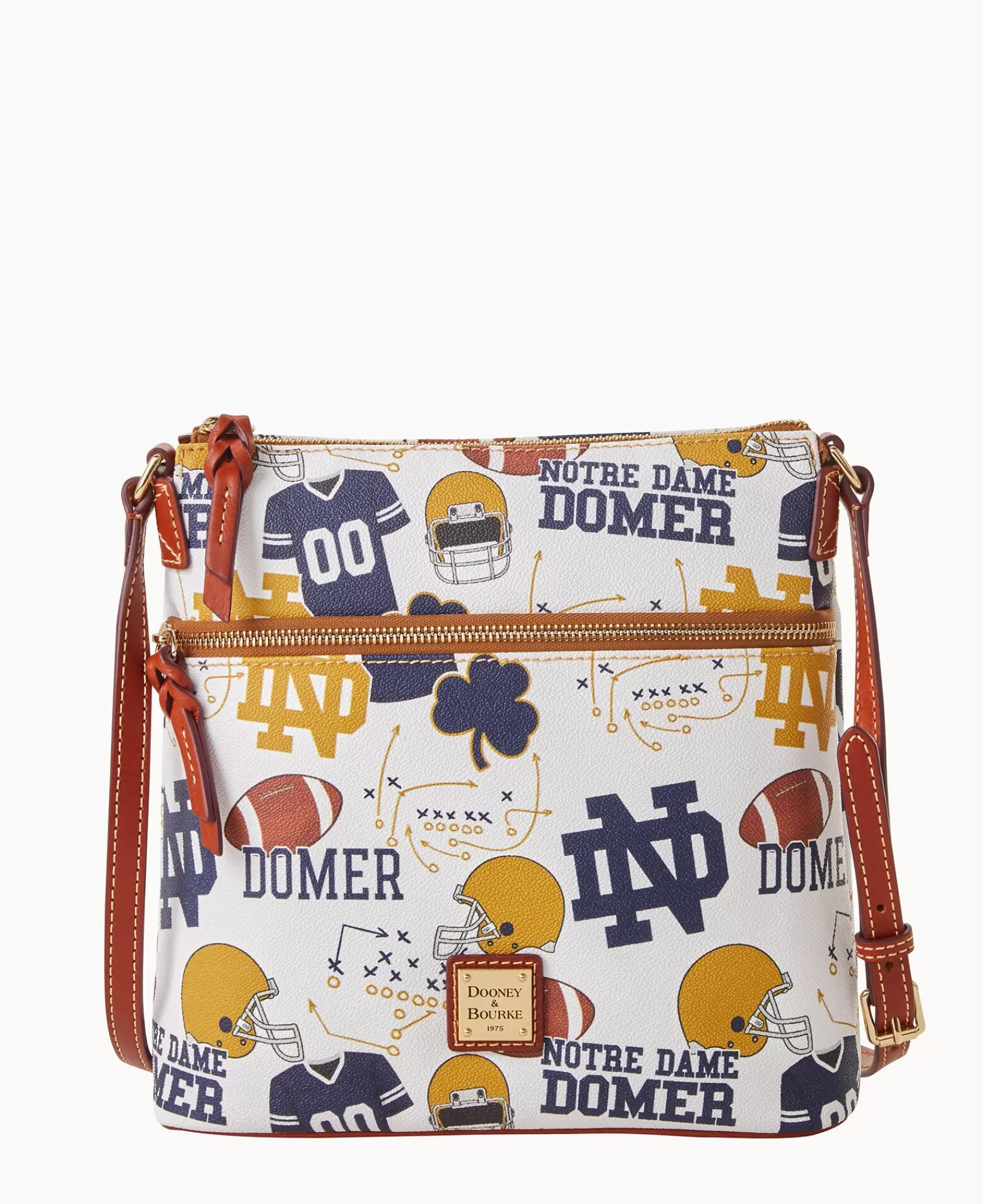 Shoulder Bags | Crossbodies>Dooney & Bourke Collegiate University of Notre Dame Crossbody WhiteMulti