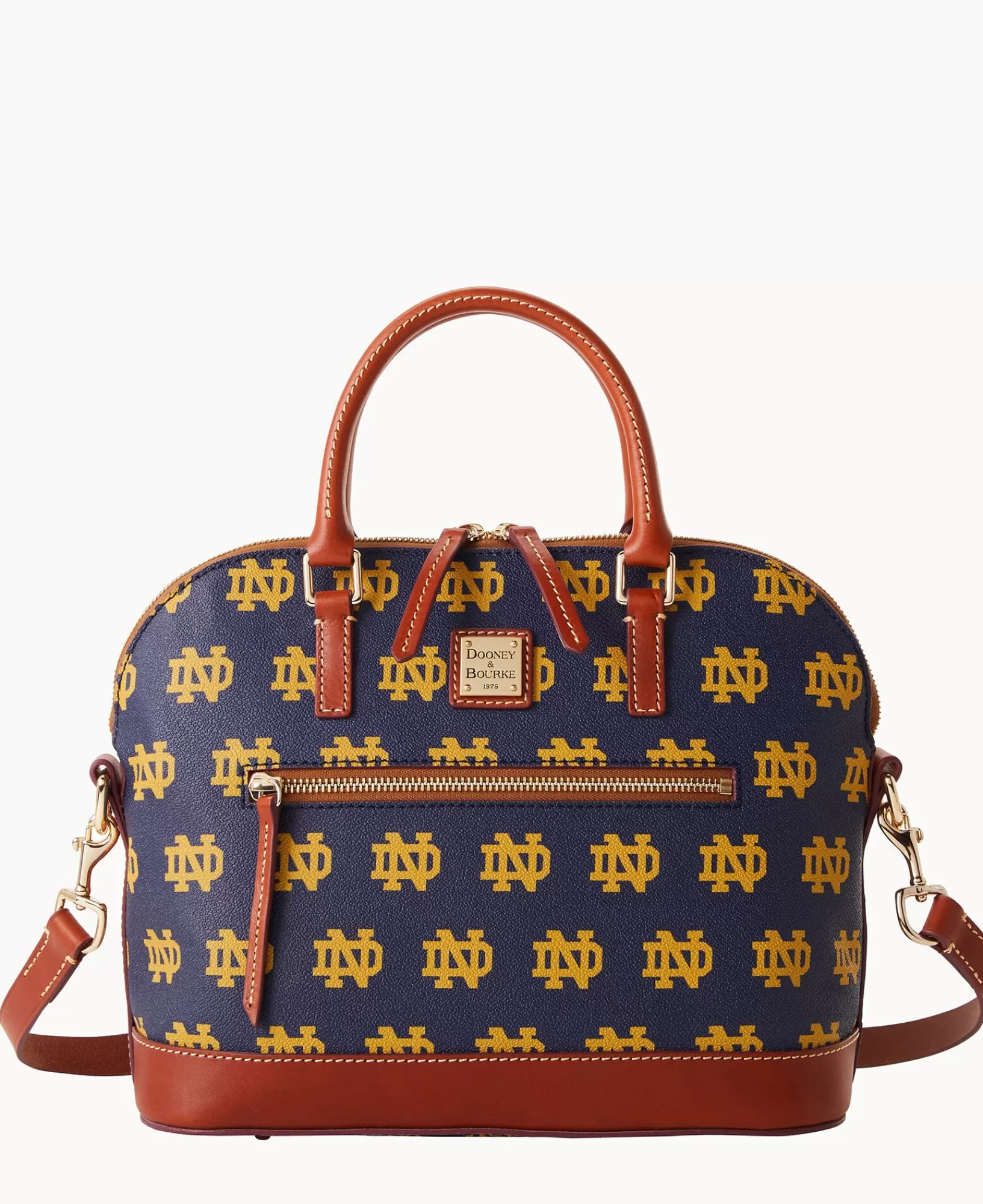 Shoulder Bags | Satchels>Dooney & Bourke Collegiate University of Notre Dame Domed Zip Satchel Navy