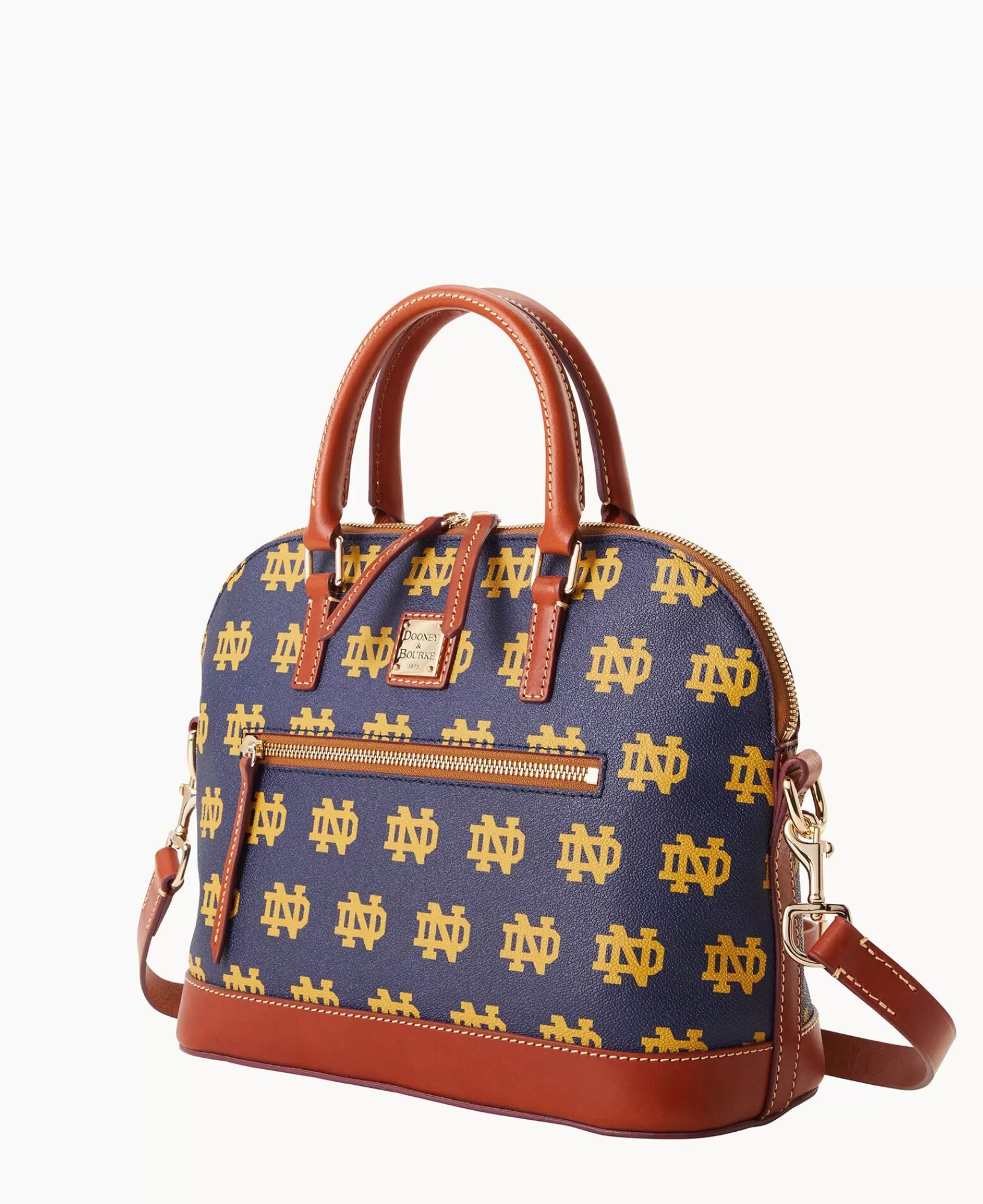 Shoulder Bags | Satchels>Dooney & Bourke Collegiate University of Notre Dame Domed Zip Satchel Navy