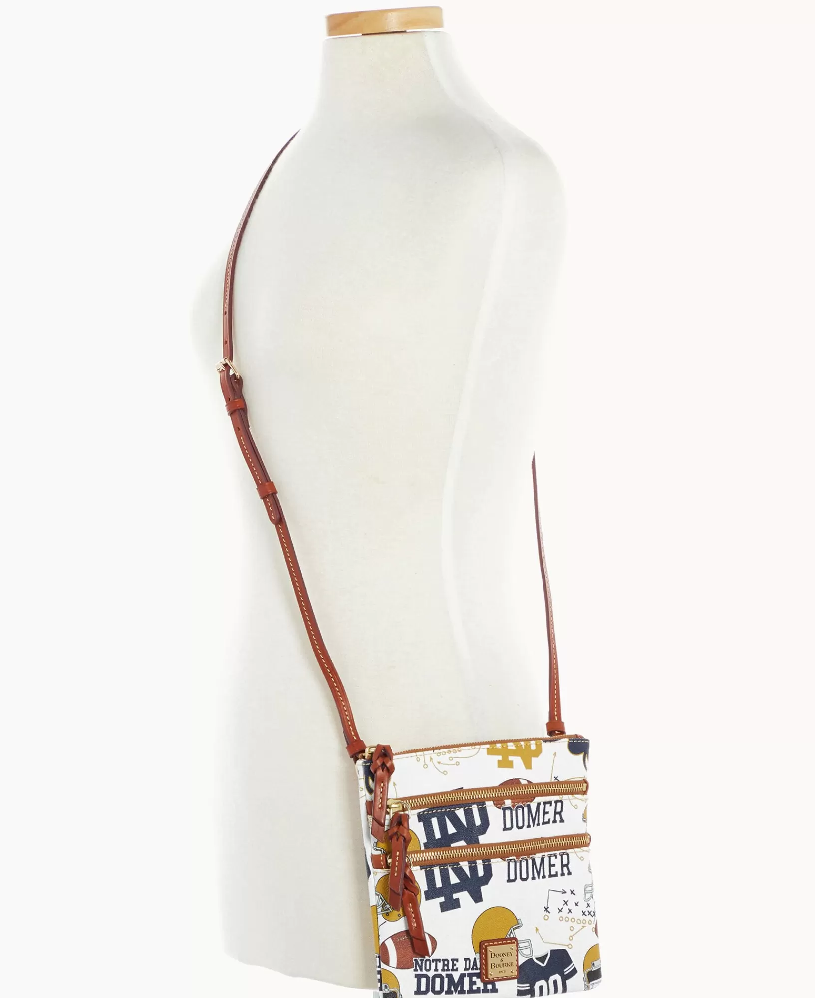 Shoulder Bags | Crossbodies>Dooney & Bourke Collegiate University of Notre Dame North South Triple Zip Crossbody WhiteMulti