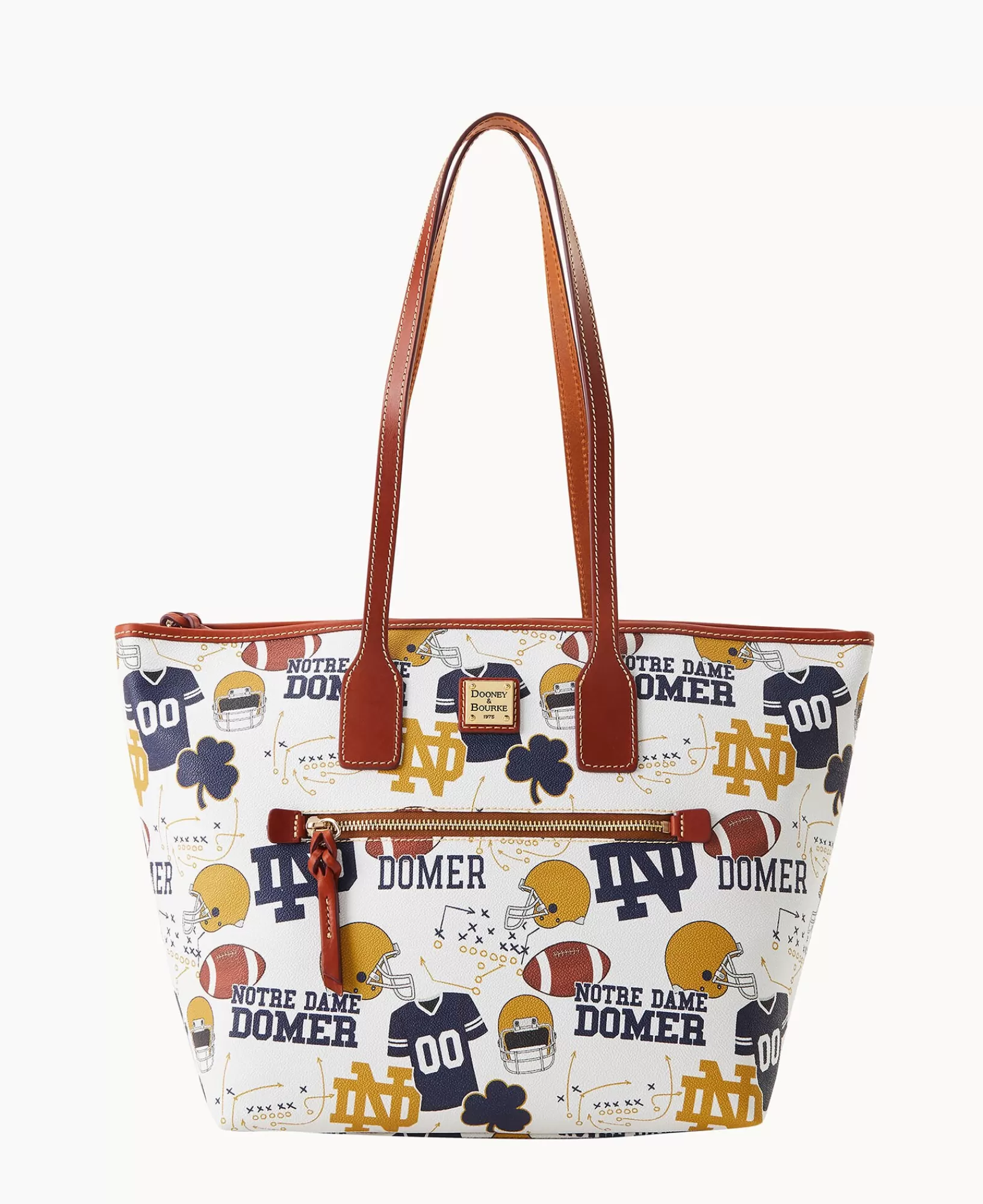 Shoulder Bags | Totes>Dooney & Bourke Collegiate University of Notre Dame Tote WhiteMulti