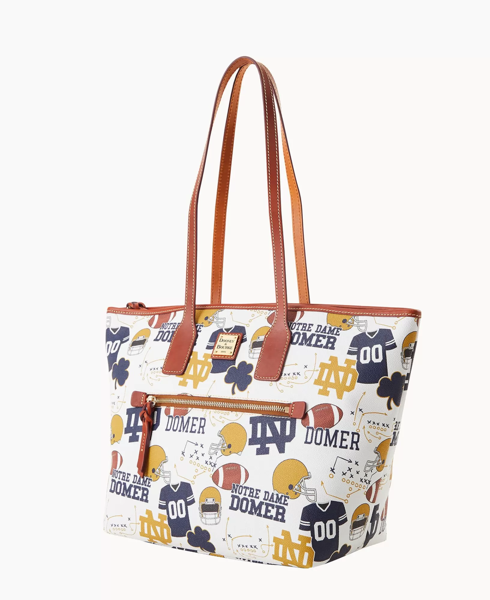 Shoulder Bags | Totes>Dooney & Bourke Collegiate University of Notre Dame Tote WhiteMulti