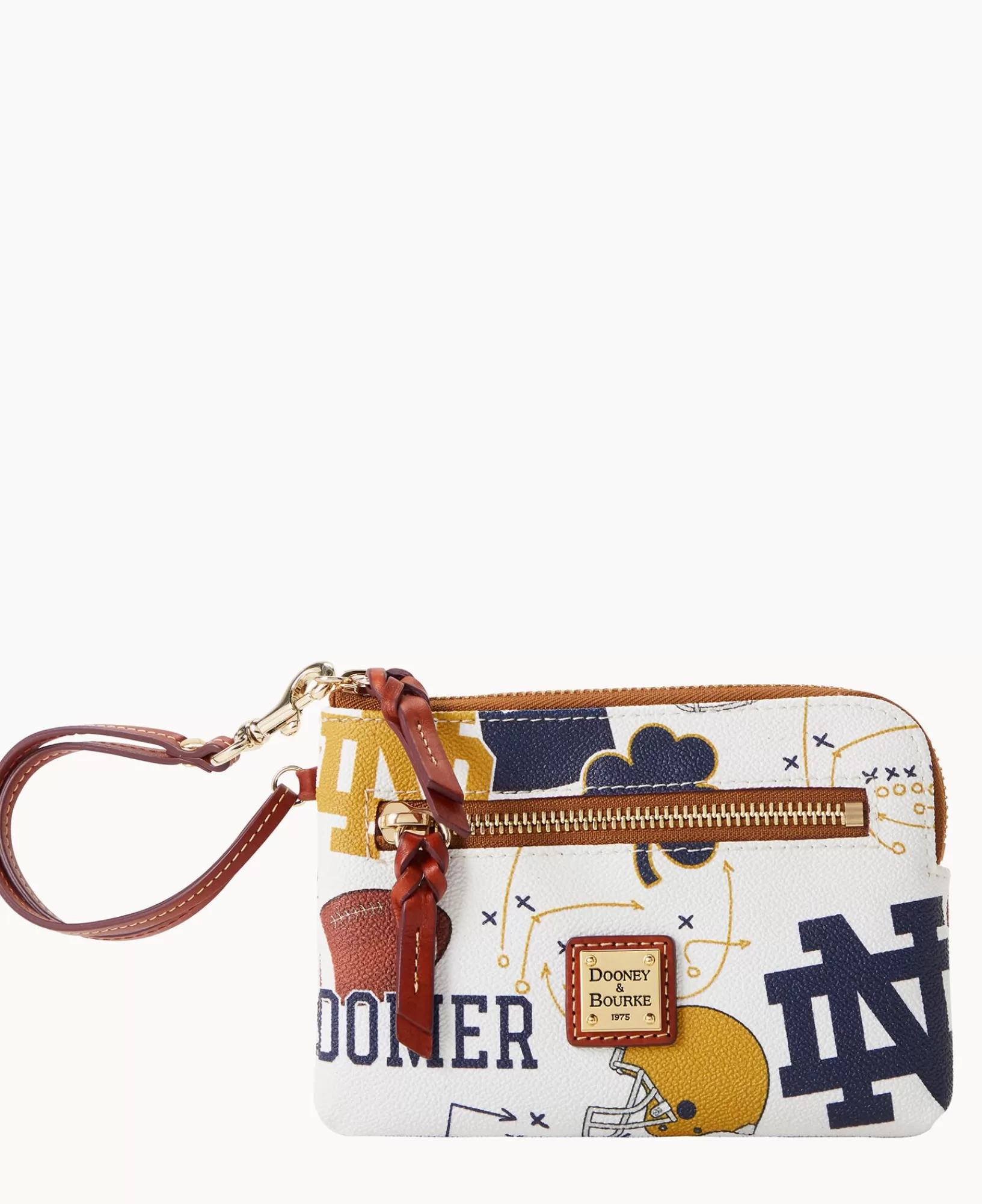 Wristlets | Wallets>Dooney & Bourke Collegiate University of Notre Dame Zip Around Wristlet WhiteMulti