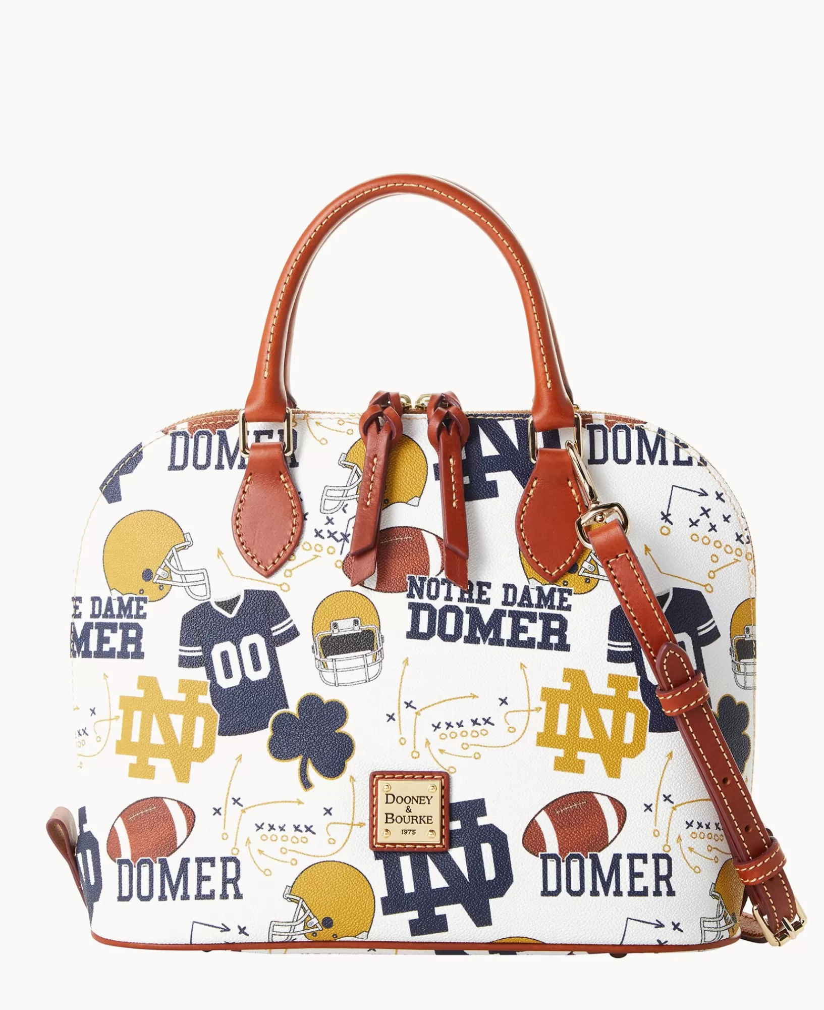 Shoulder Bags | Crossbodies>Dooney & Bourke Collegiate University of Notre Dame Zip Zip Satchel WhiteMulti