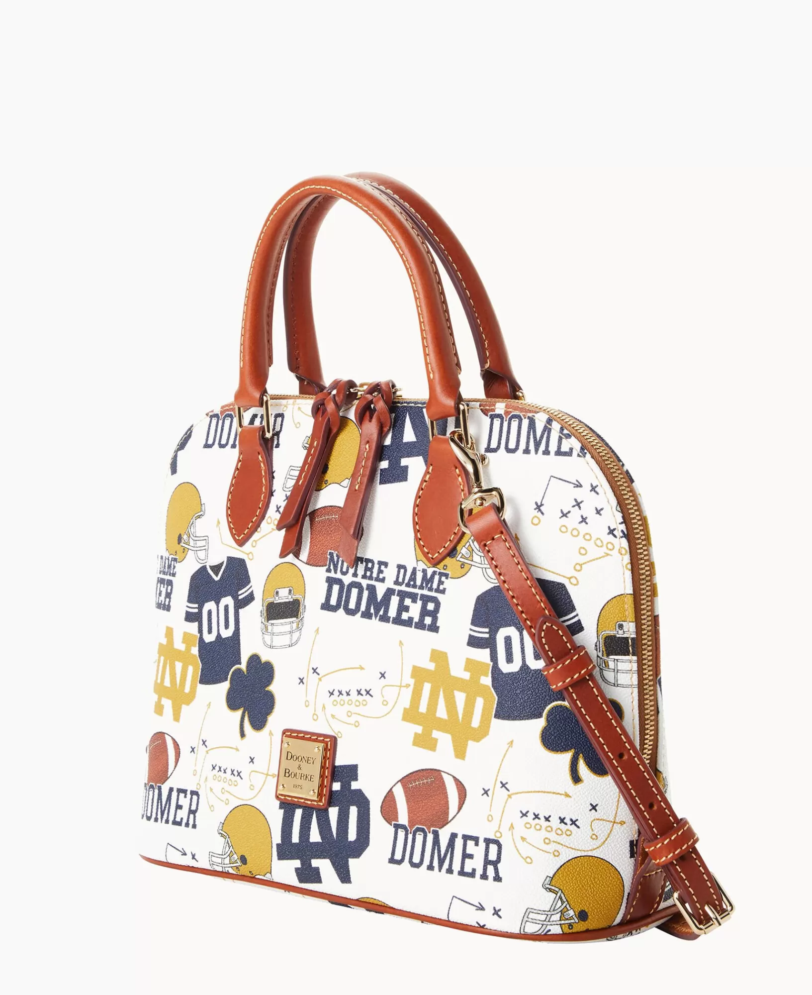 Shoulder Bags | Crossbodies>Dooney & Bourke Collegiate University of Notre Dame Zip Zip Satchel WhiteMulti