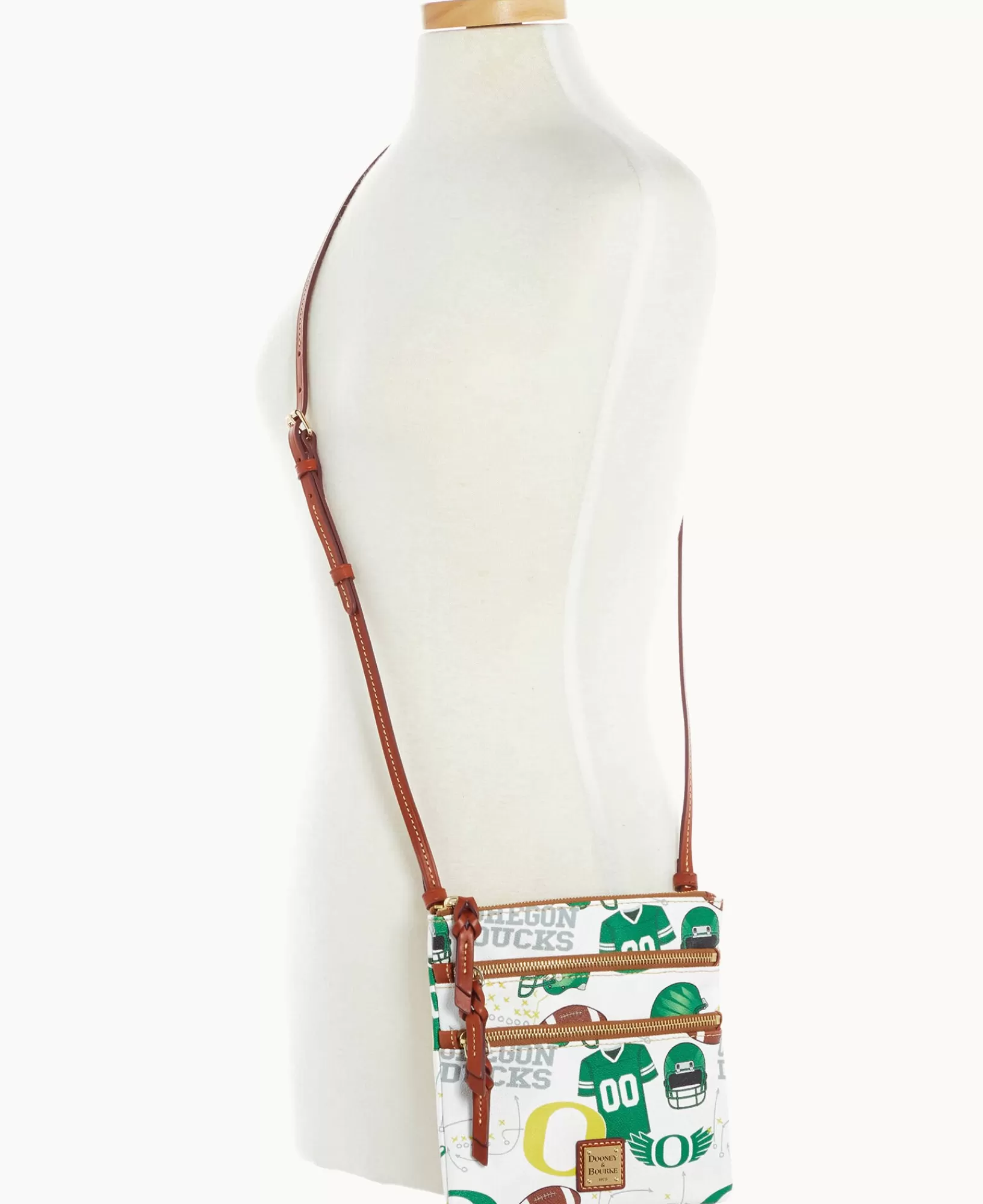 Shoulder Bags | Crossbodies>Dooney & Bourke Collegiate University of Oregon North South Triple Zip Crossbody WhiteMulti