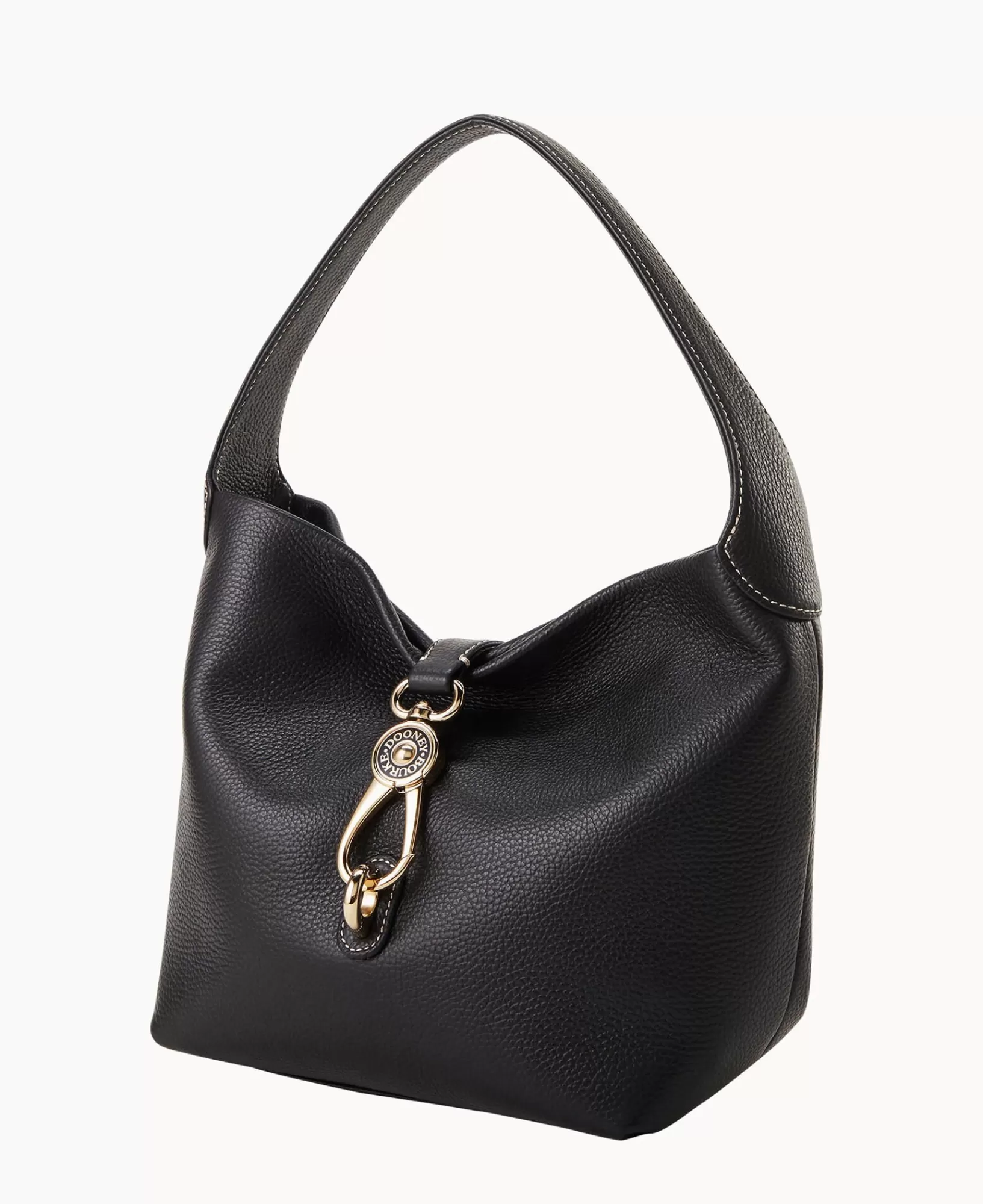 Shoulder Bags>Dooney & Bourke Lucca Leather Logo Lock Hobo Black