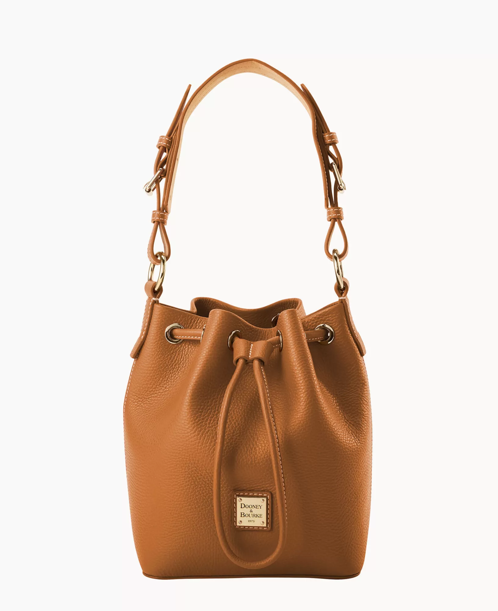 Shoulder Bags>Dooney & Bourke Lucca Leather Small Drawstring Caramel