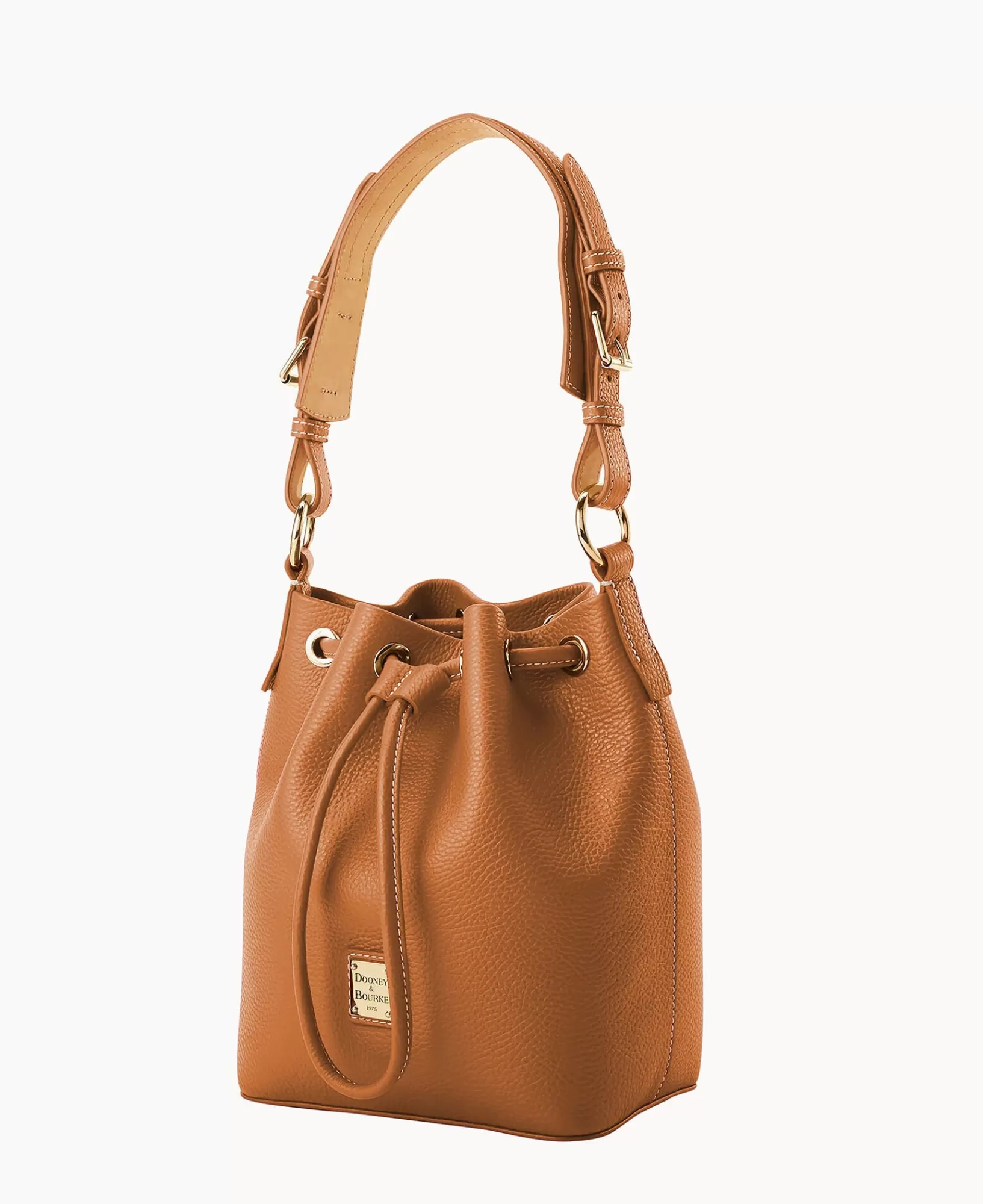 Shoulder Bags>Dooney & Bourke Lucca Leather Small Drawstring Caramel