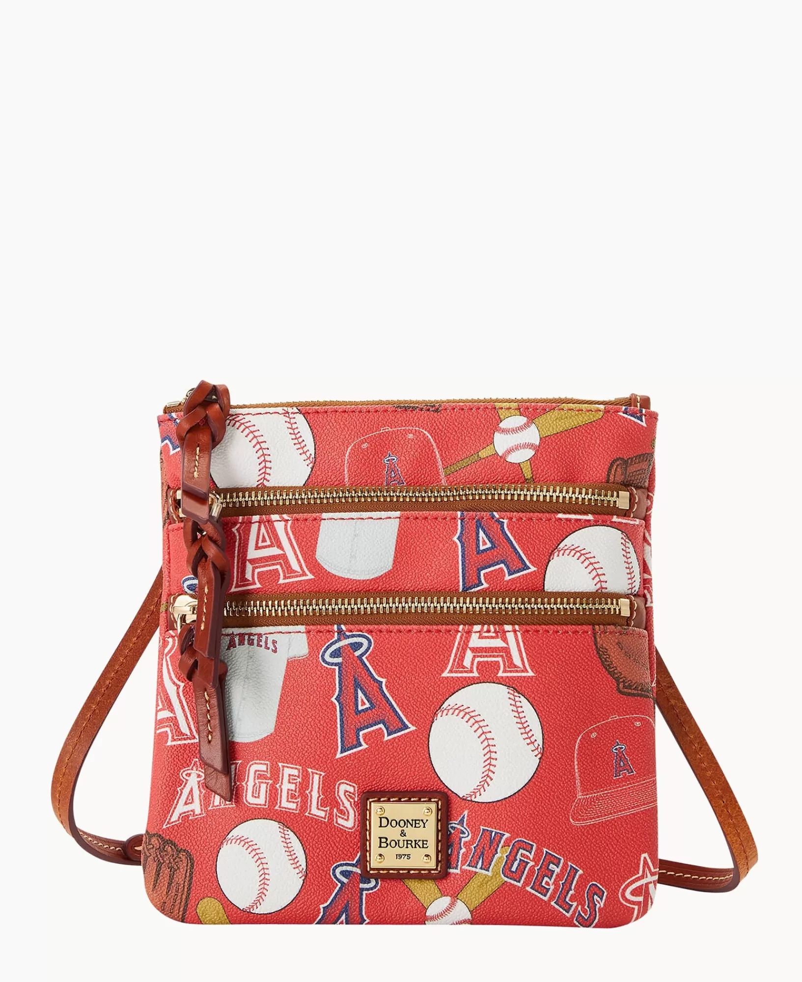 Shoulder Bags | Crossbodies>Dooney & Bourke MLB Angels North South Triple Zip Crossbody Red