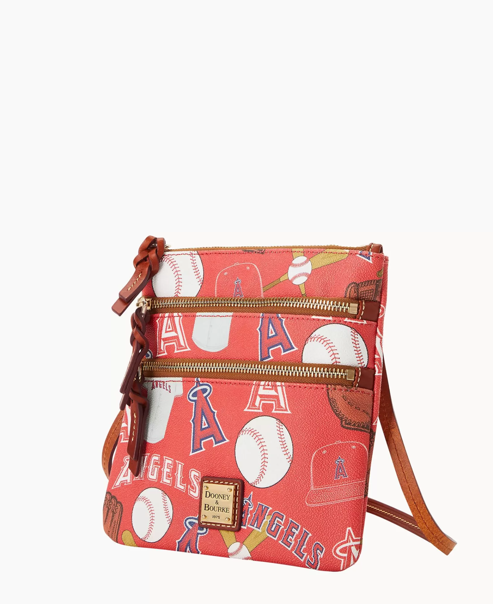 Shoulder Bags | Crossbodies>Dooney & Bourke MLB Angels North South Triple Zip Crossbody Red