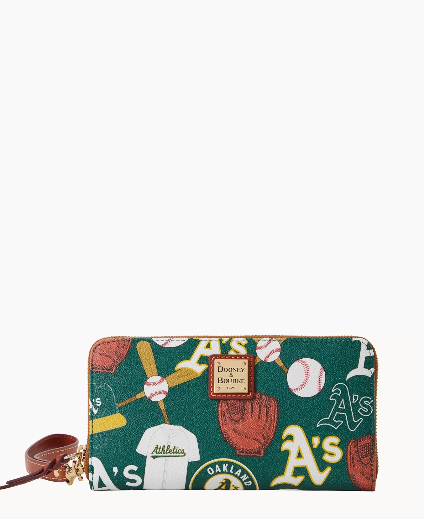 Wristlets | Wallets>Dooney & Bourke MLB Athletics Large Zip Around Wristlet Green