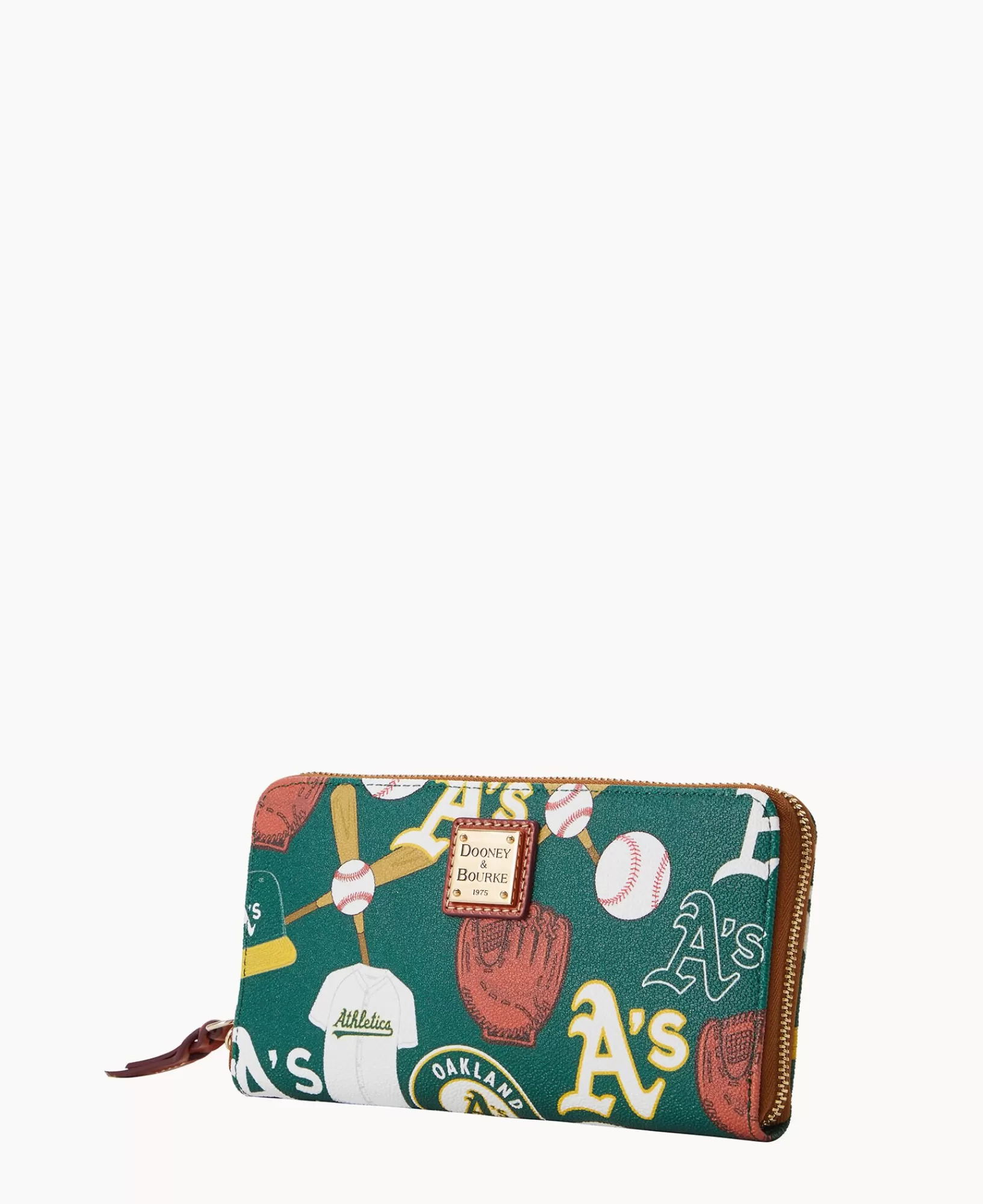 Wristlets | Wallets>Dooney & Bourke MLB Athletics Large Zip Around Wristlet Green