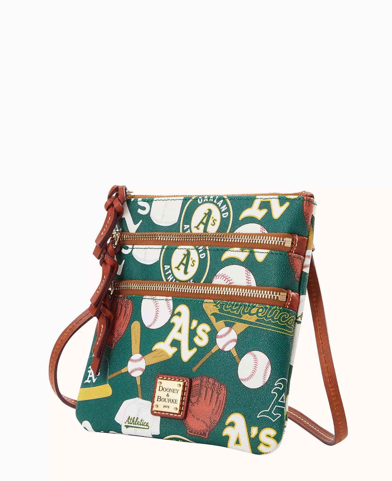 Shoulder Bags | Crossbodies>Dooney & Bourke MLB Athletics North South Triple Zip Crossbody Green