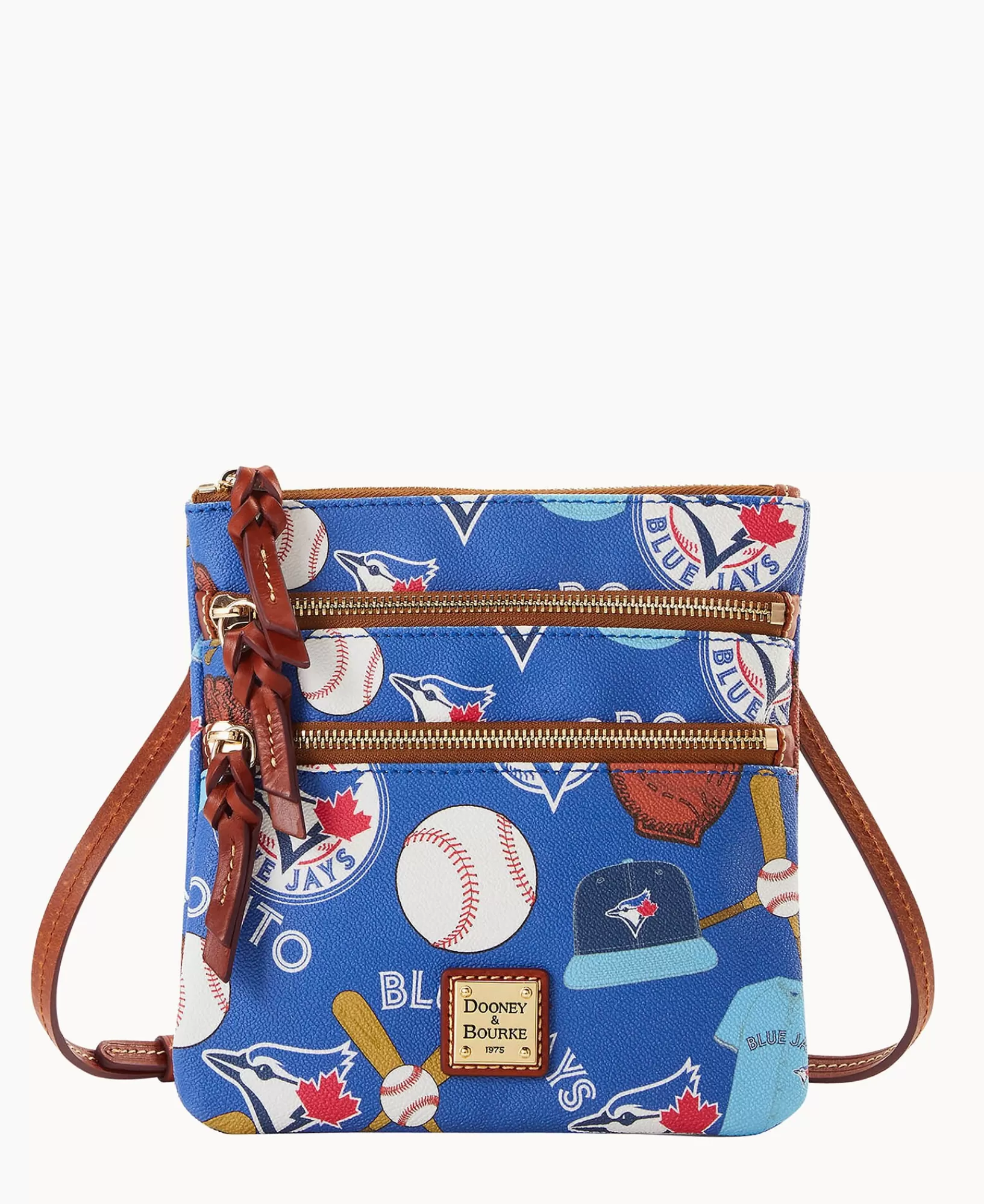 Shoulder Bags | Crossbodies>Dooney & Bourke MLB Jays North South Triple Zip Crossbody Blue