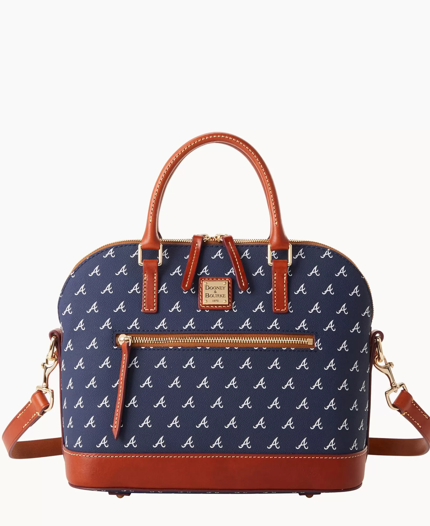 Shoulder Bags | Satchels>Dooney & Bourke MLB Braves Domed Zip Satchel Navy