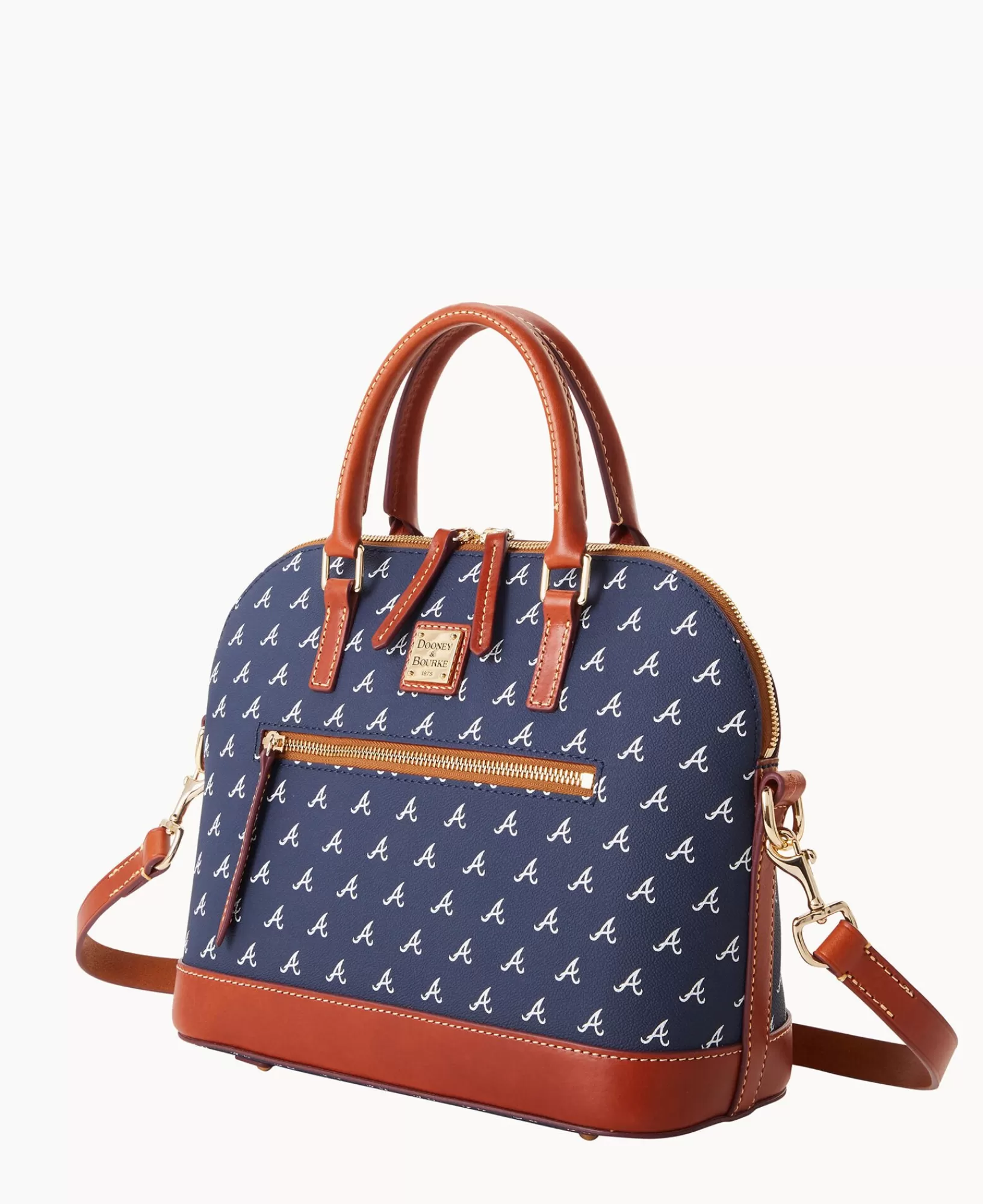 Shoulder Bags | Satchels>Dooney & Bourke MLB Braves Domed Zip Satchel Navy